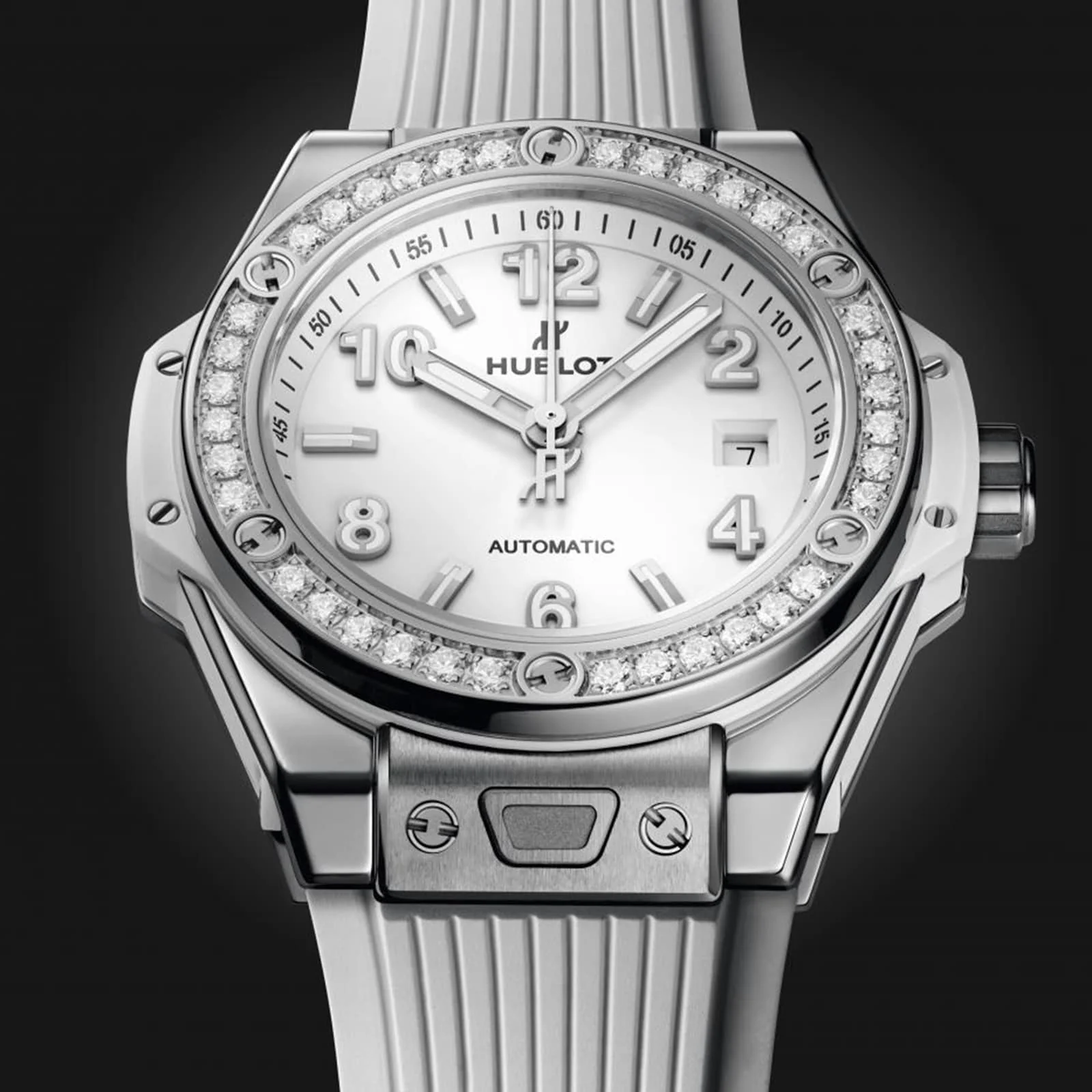 Big Bang One Click Steel White Diamonds | 33mm, Steel, Rubber, White Dial - Image 2