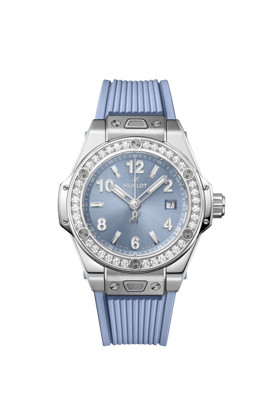 Big Bang One Click Steel Coal Blue Diamonds | 33mm, Steel, Rubber, Blue Dial