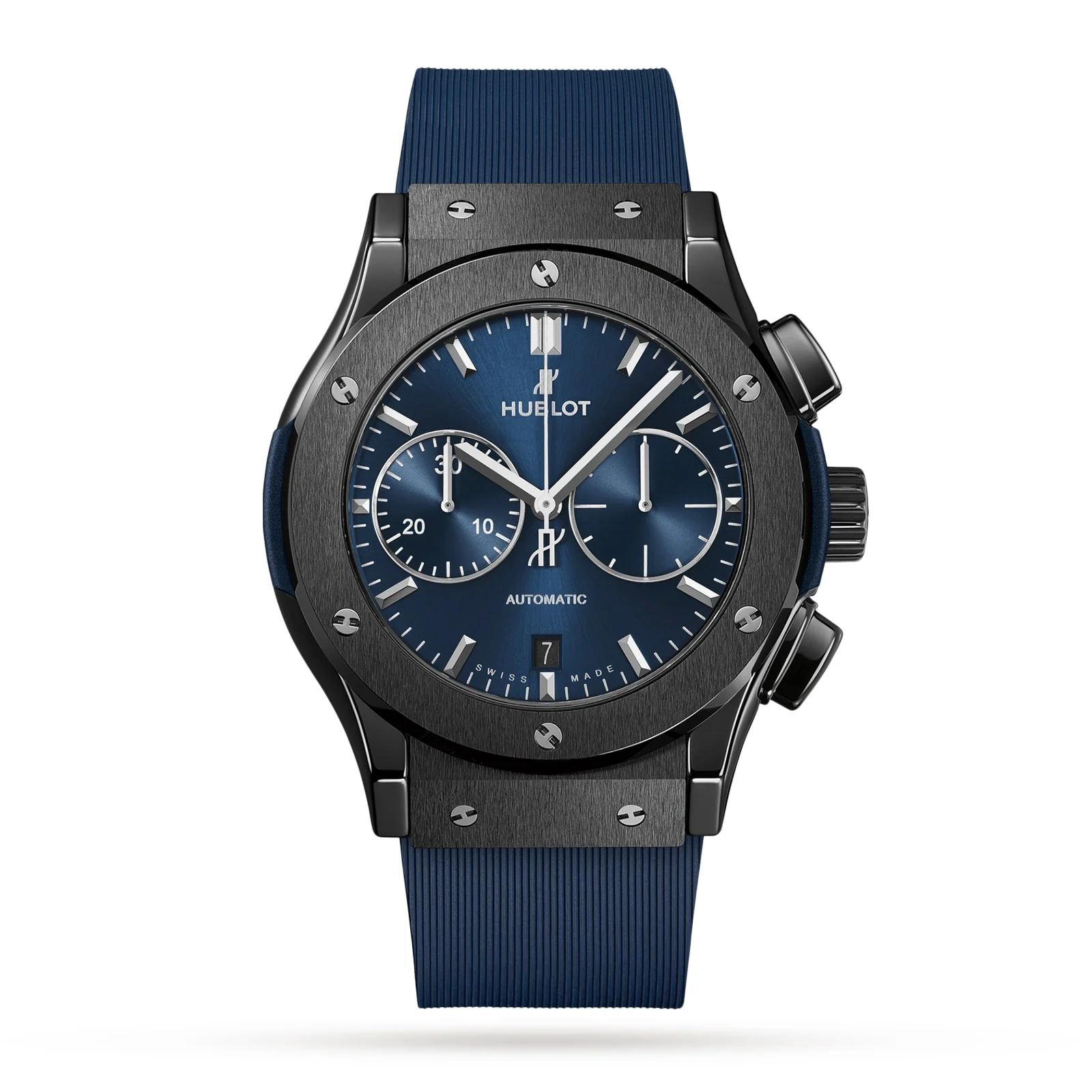 Classic Fusion Ceramic Blue Chronograph | 45mm, Ceramic, Rubber, Blue Dial