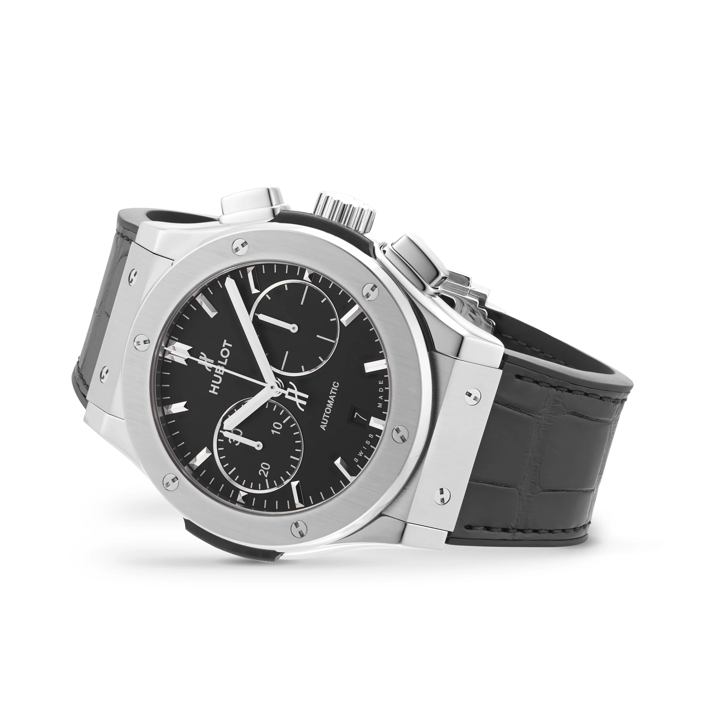 Classic Fusion Chronograph Titanium | 45mm, Titanium, Alligator Leather, Black Dial - Image 3
