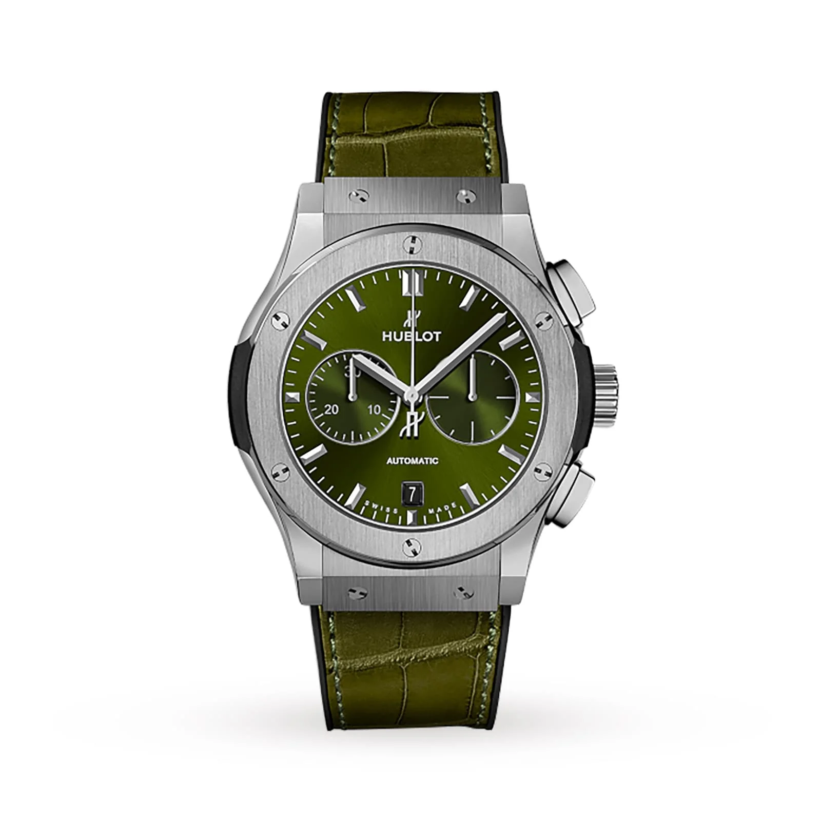 Classic Fusion Chronograph Titanium Green | 42mm, Titanium, Alligator Leather, Green Dial
