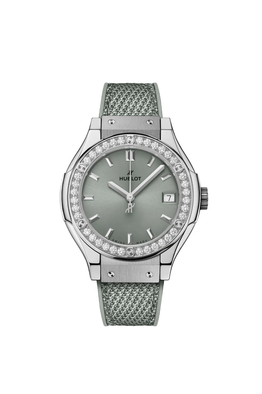 Classic Fusion Titanium Sage Green Diamonds | 33mm, Titanium, Rubber, Green Dial