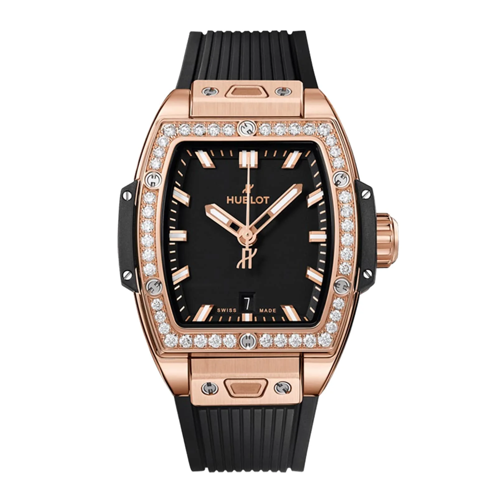 Spirit Of Big Bang King Gold Diamonds | 32mm, 18K Rose Gold, Rubber, Black Dial