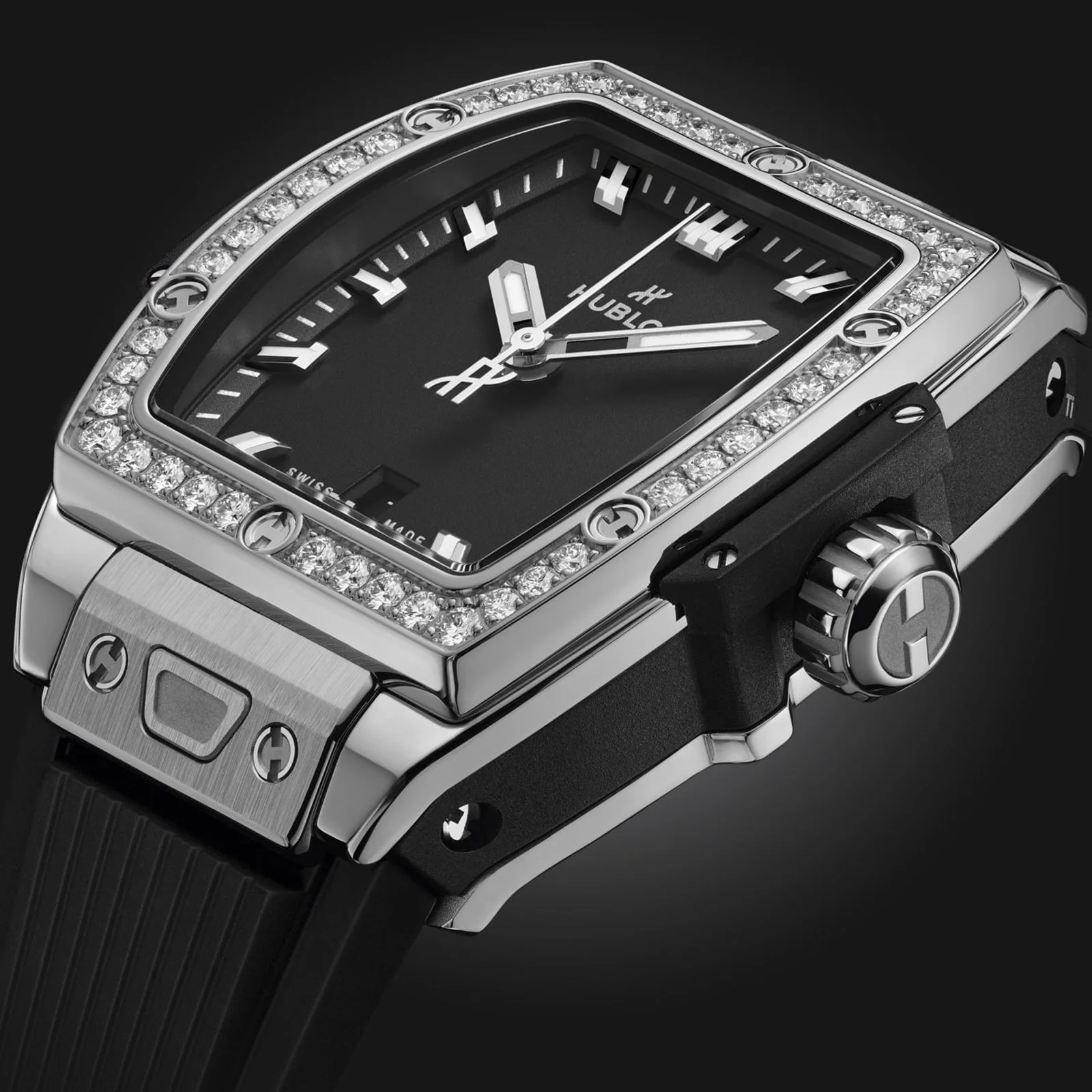 Spirit Of Big Bang Steel Diamonds | 32mm, Steel, Rubber, Black Dial - Image 3