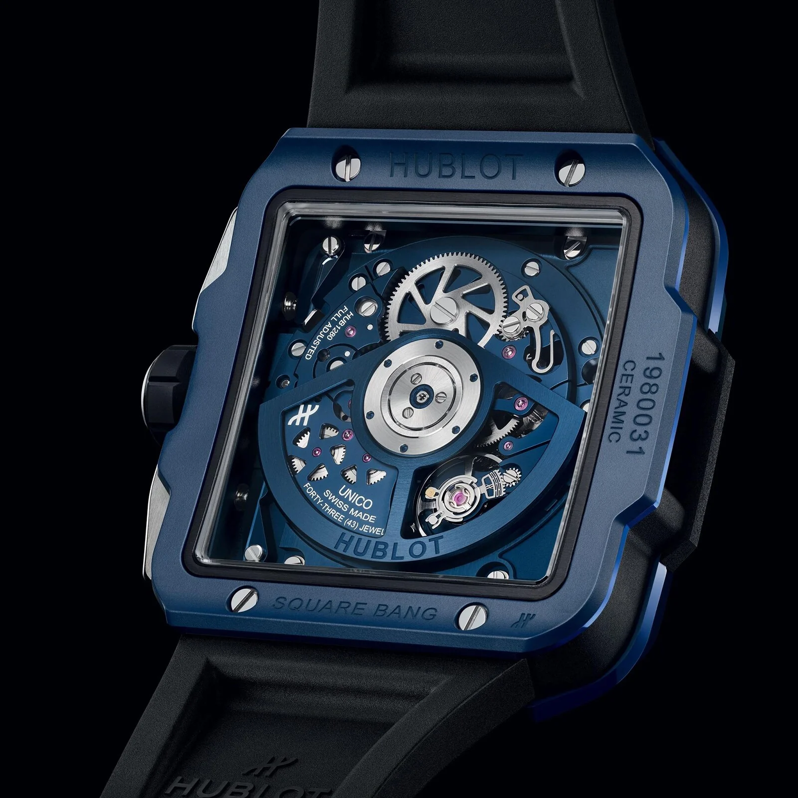 Square Bang Unico Blue Ceramic | 42mm, Ceramic, Rubber, Blue Dial - Image 4