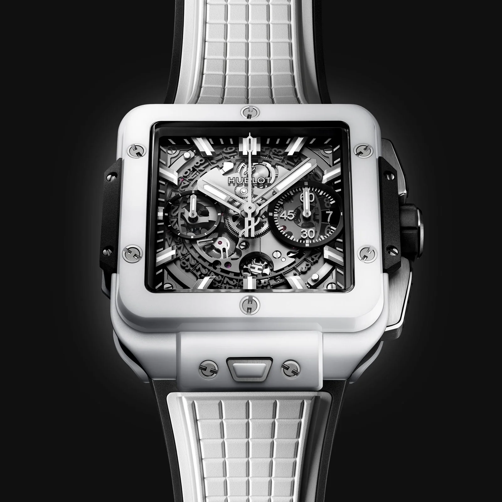 Square Bang Unico White Ceramic | 42mm, Ceramic, Rubber, Grey Dial - Image 3