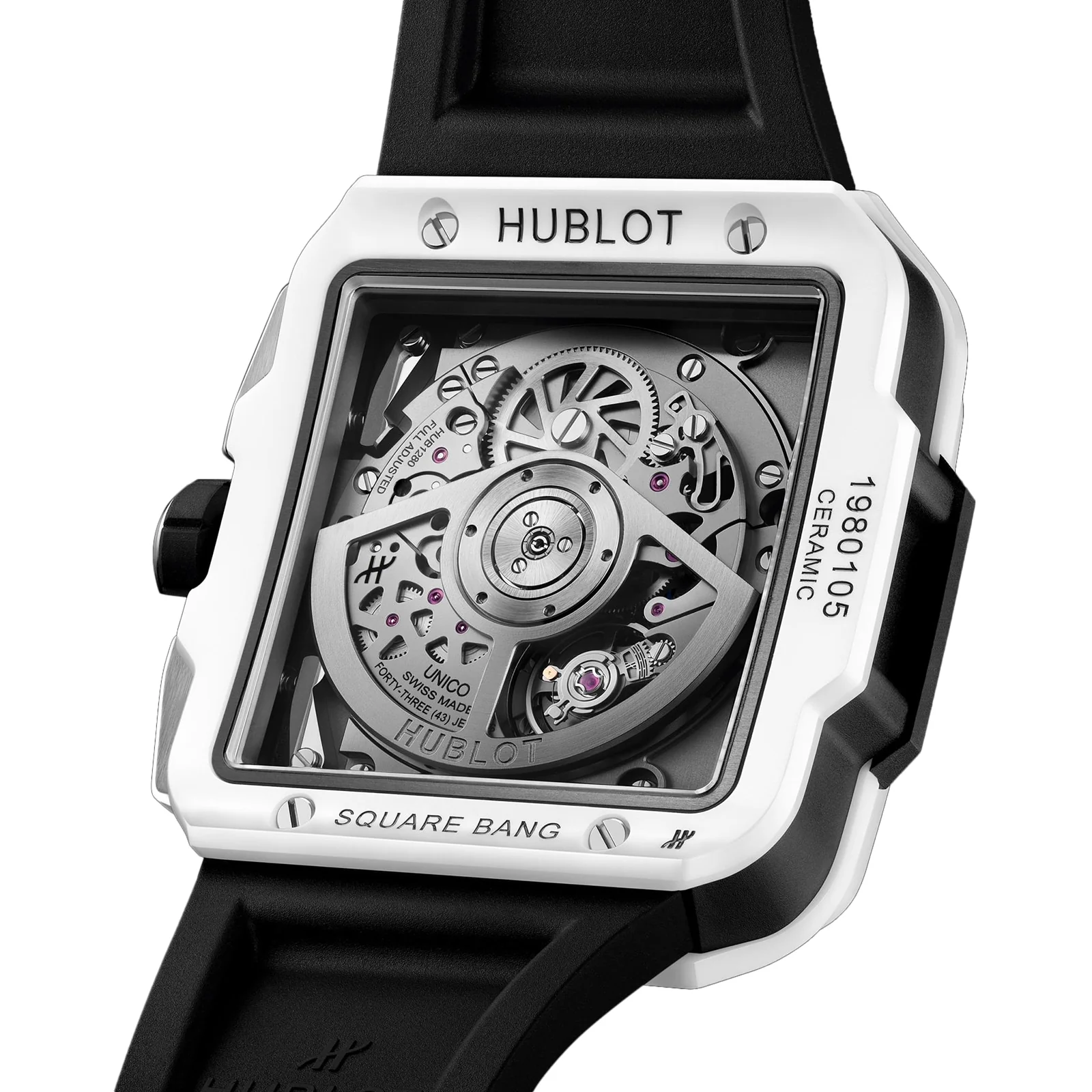 Square Bang Unico White Ceramic | 42mm, Ceramic, Rubber, Grey Dial - Image 5