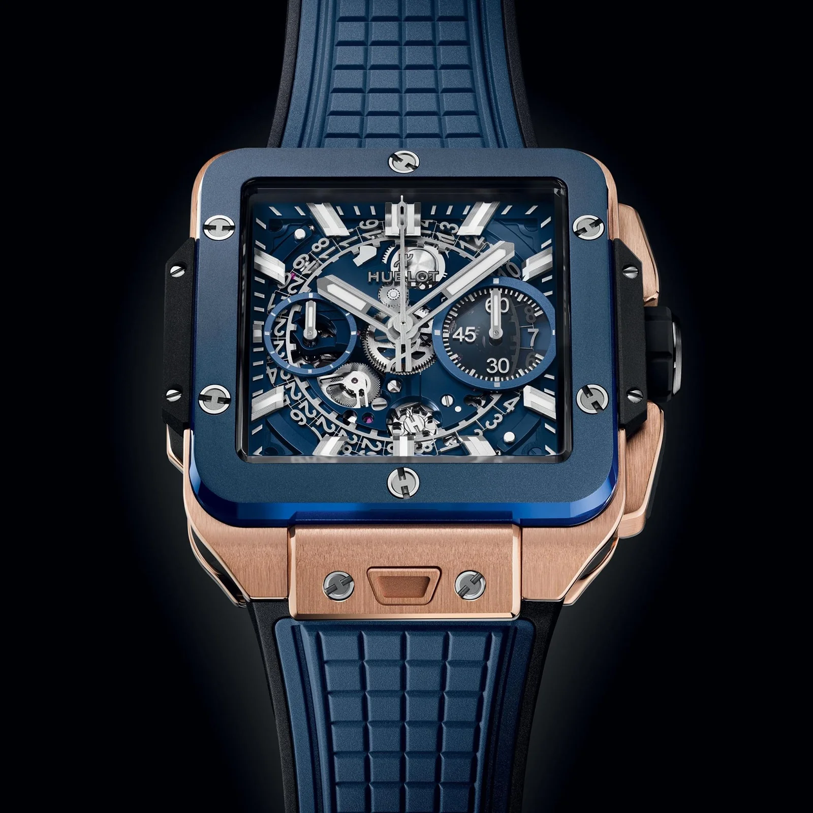 Square Bang Unico King Gold Blue Ceramic | 42mm, 18K Rose Gold, Rubber, Blue Dial - Image 3