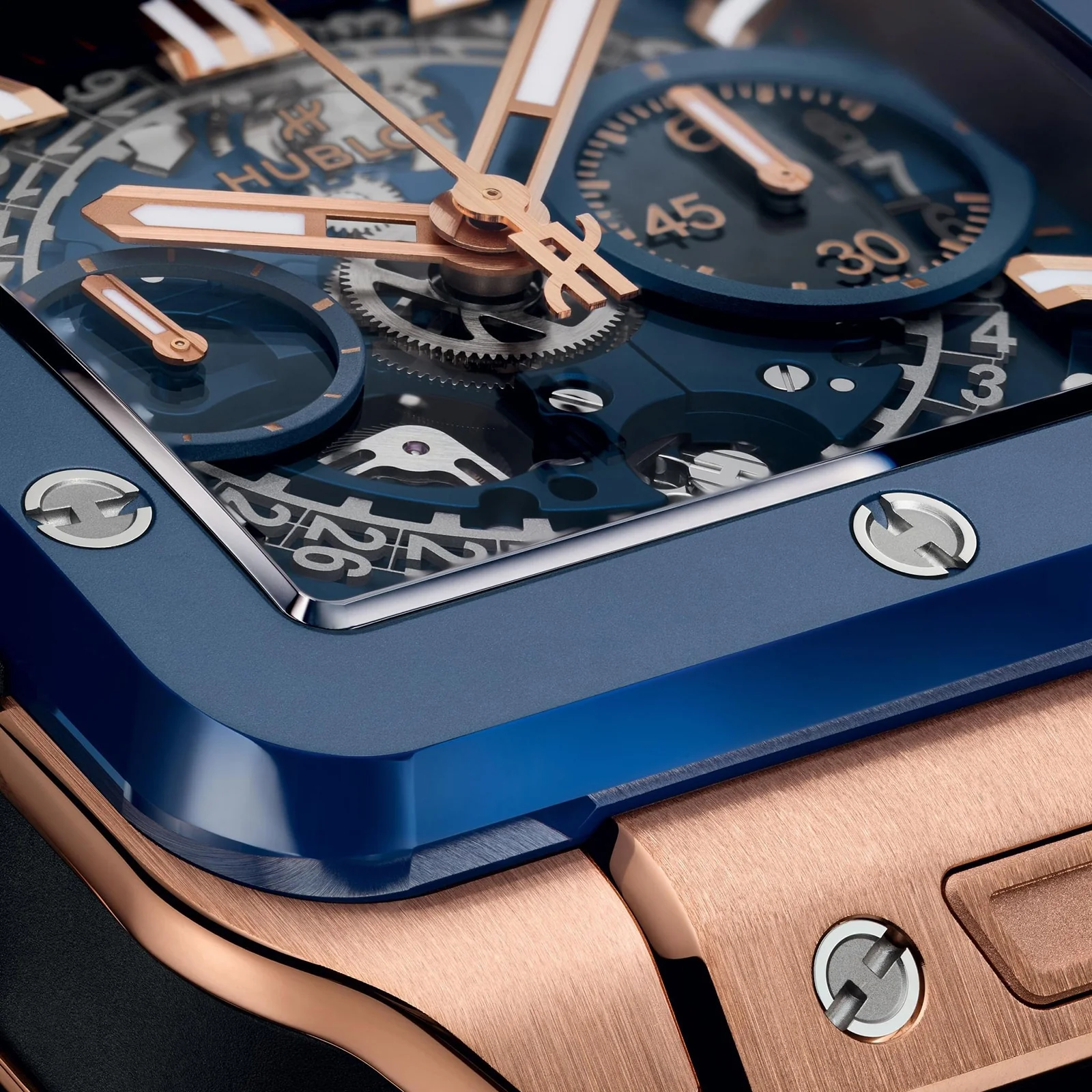 Square Bang Unico King Gold Blue Ceramic | 42mm, 18K Rose Gold, Rubber, Blue Dial - Image 5