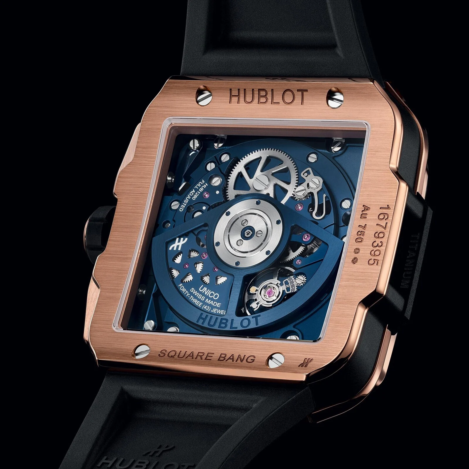 Square Bang Unico King Gold Blue | 42mm, 18K Rose Gold, Rubber, Blue Dial - Image 4
