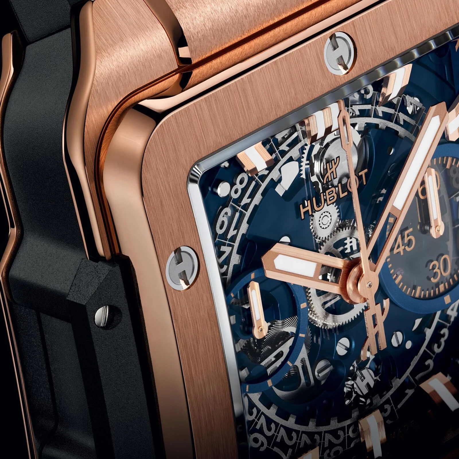 Square Bang Unico King Gold Blue | 42mm, 18K Rose Gold, Rubber, Blue Dial - Image 5