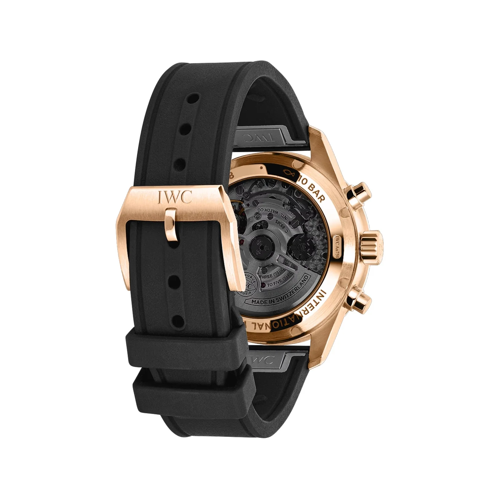Pilot's Watch Performance Chronograph 41 | 41mm, 18K Rose Gold, Rubber, Black Dial - Image 4