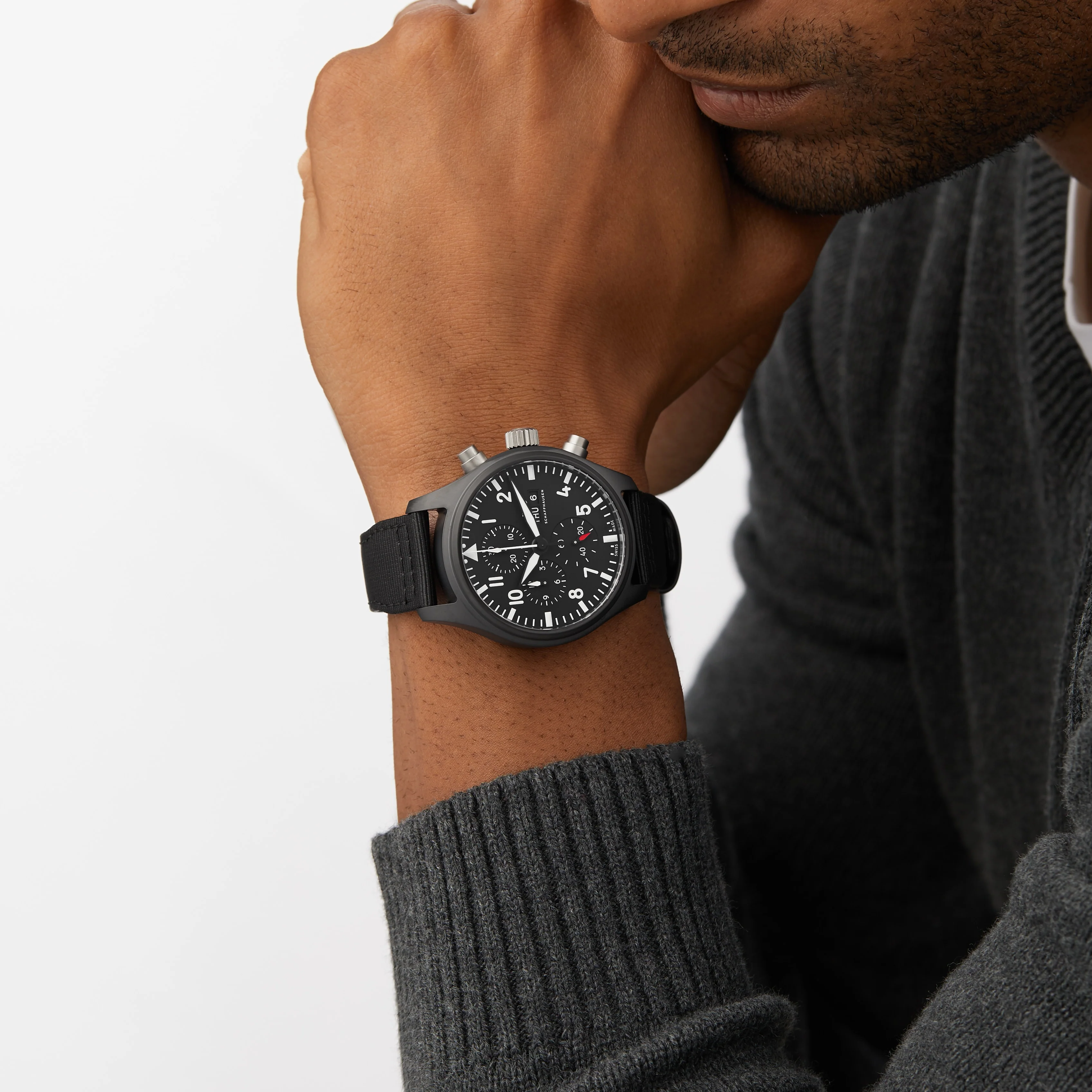 Pilot's Watch Chronograph Top Gun | 44.5mm, Ceramic, Fabric, Black Dial - Image 9