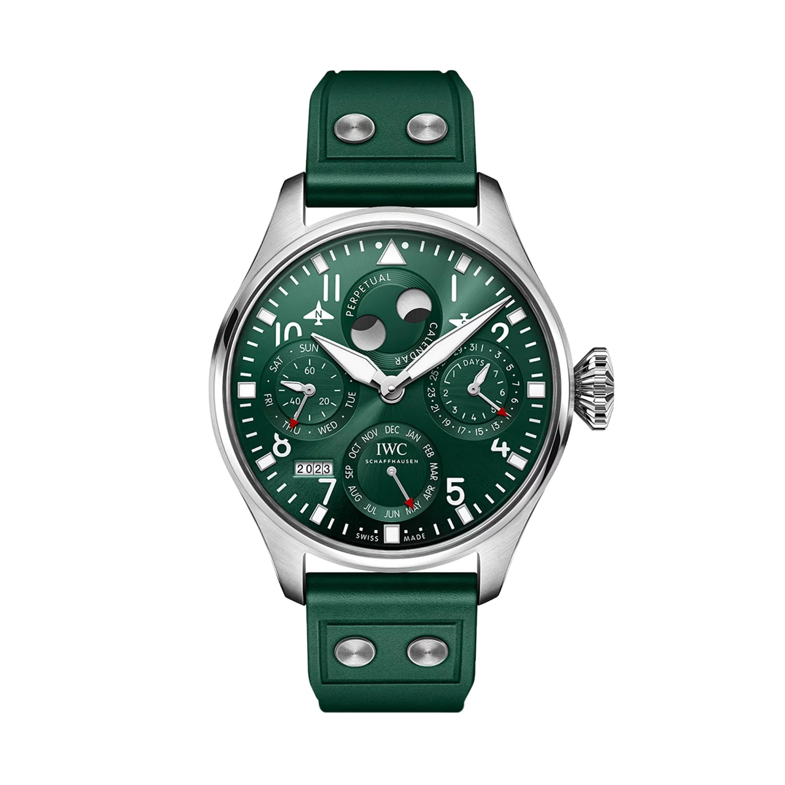 Big Pilot's Watch Perpetual Calendar | 46mm, Steel, Rubber, Green Dial