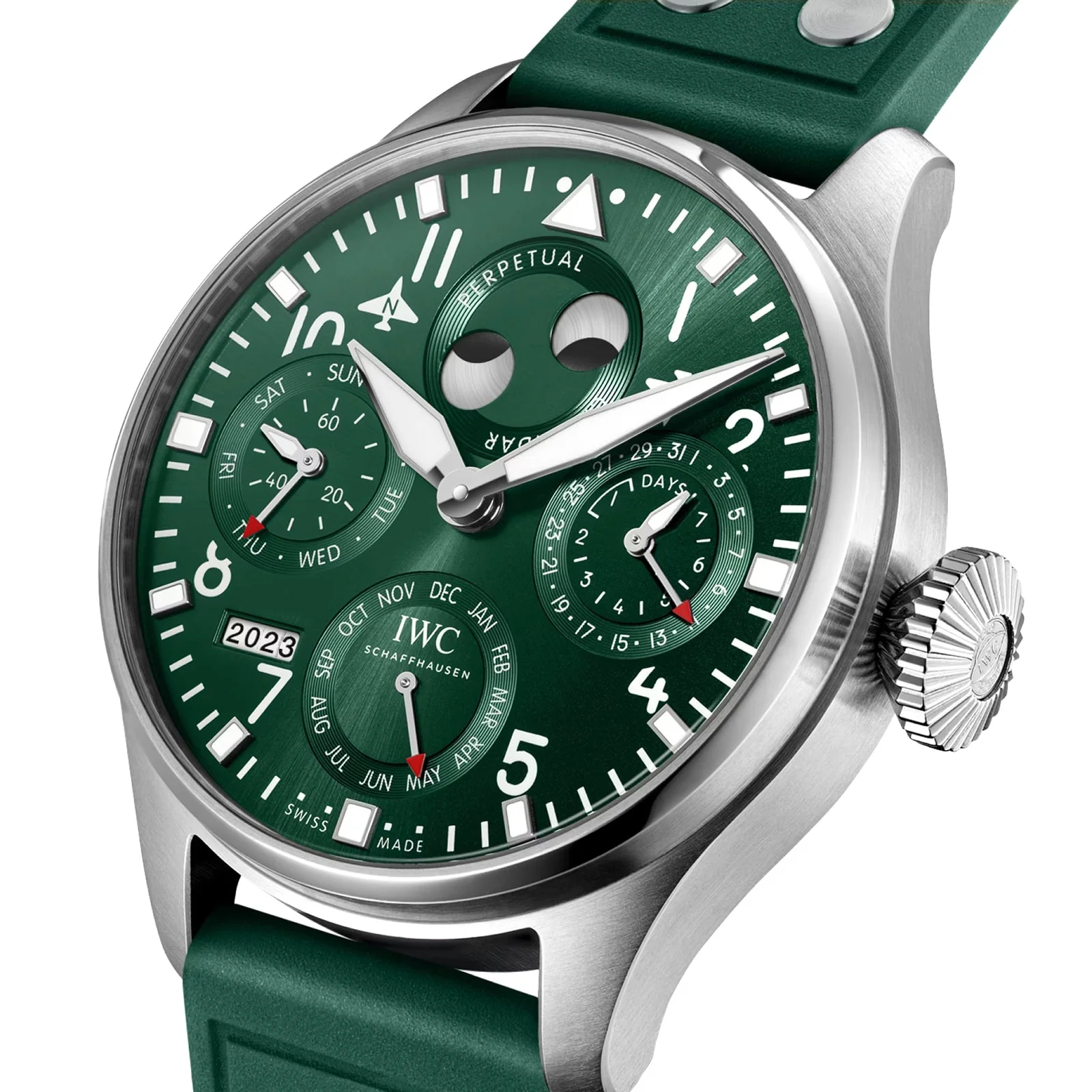 Big Pilot's Watch Perpetual Calendar | 46mm, Steel, Rubber, Green Dial - Image 3