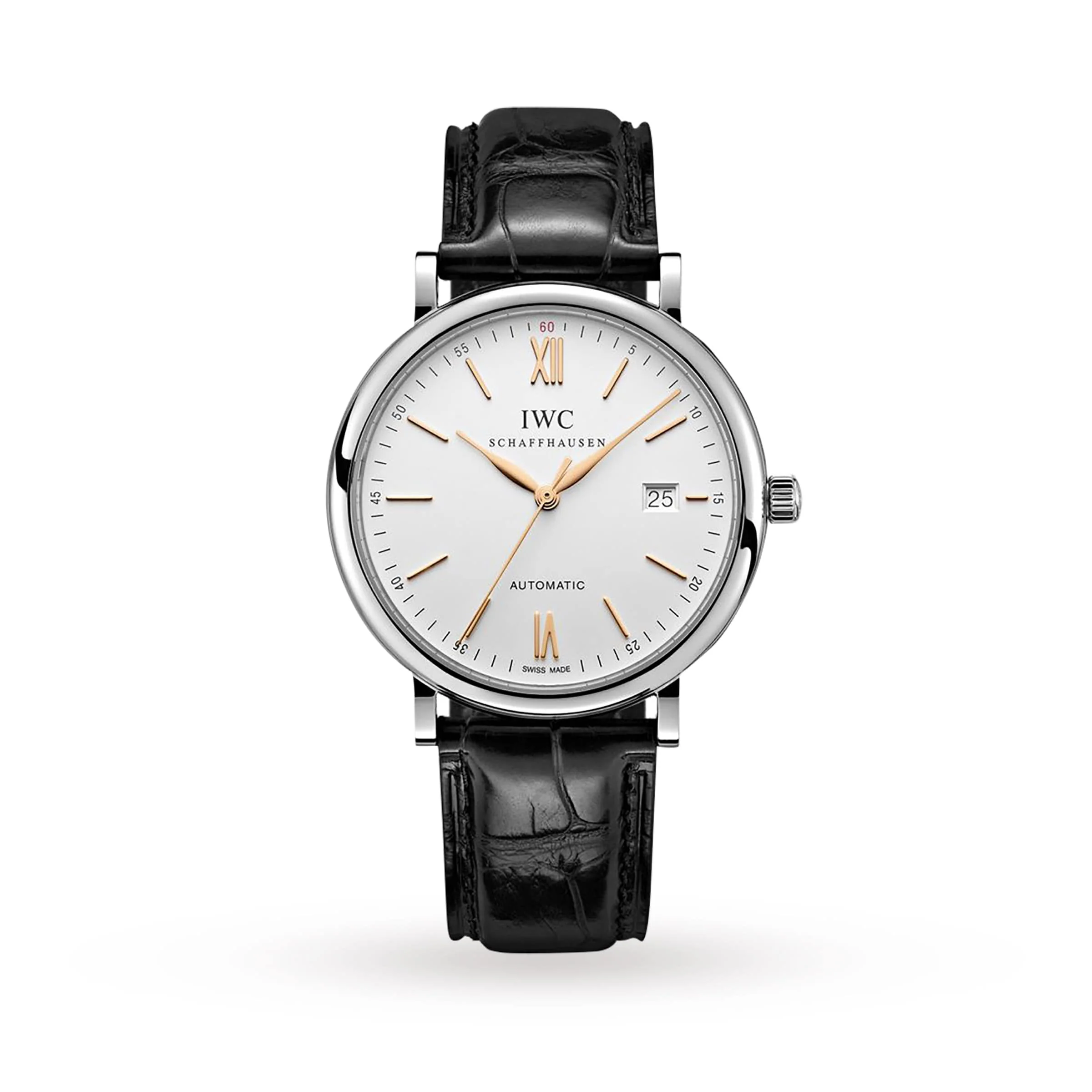 Portofino Automatic | 40mm, Steel, Alligator Leather, White Dial