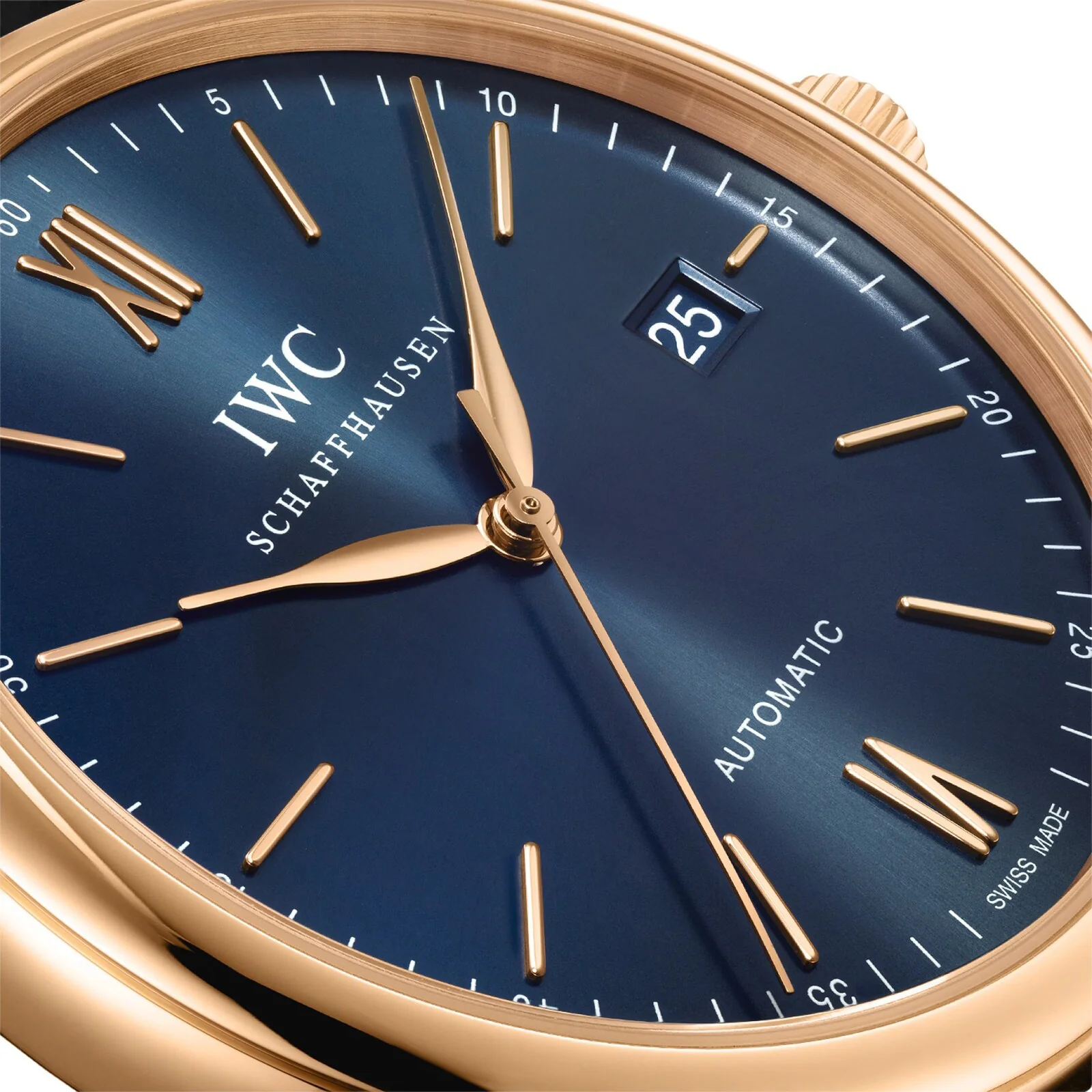 Portofino Automatic | 40mm, 18K Rose Gold, Alligator Leather, Blue Dial - Image 4