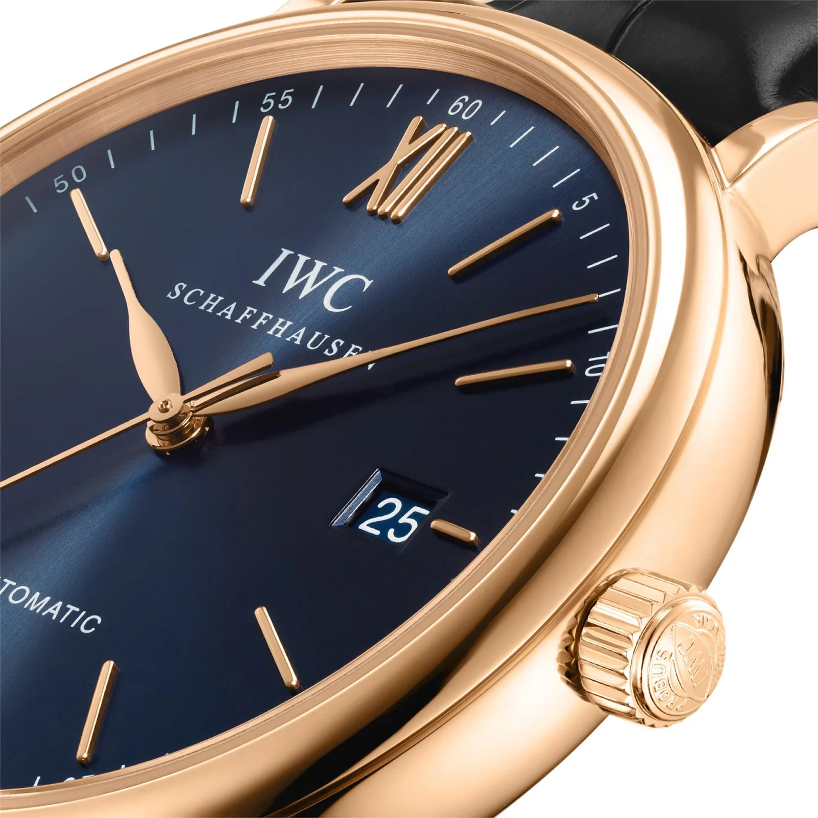Portofino Automatic | 40mm, 18K Rose Gold, Alligator Leather, Blue Dial - Image 5