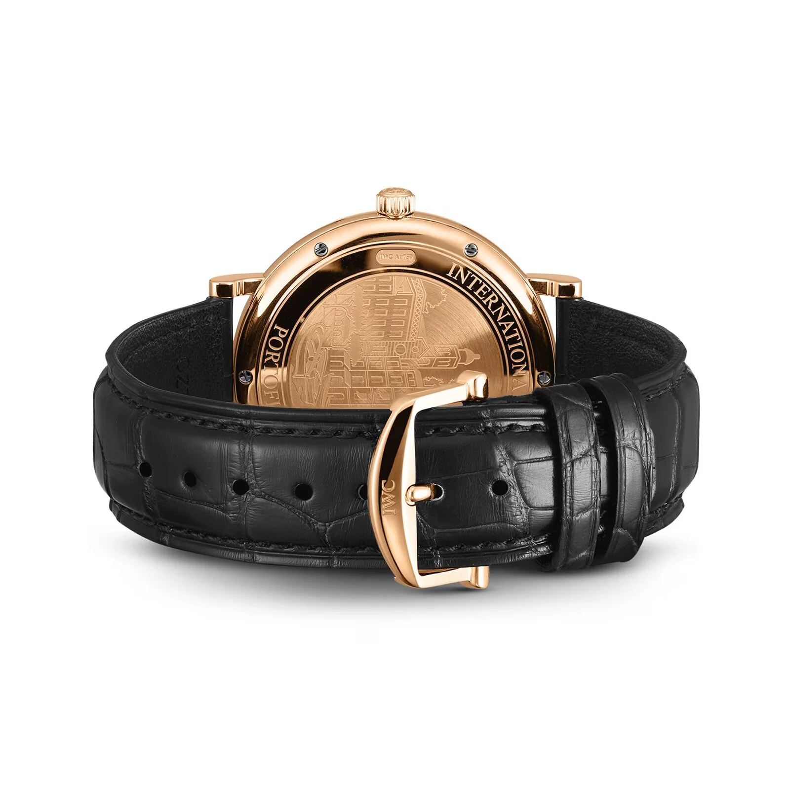 Portofino Automatic | 40mm, 18K Rose Gold, Alligator Leather, Blue Dial - Image 6