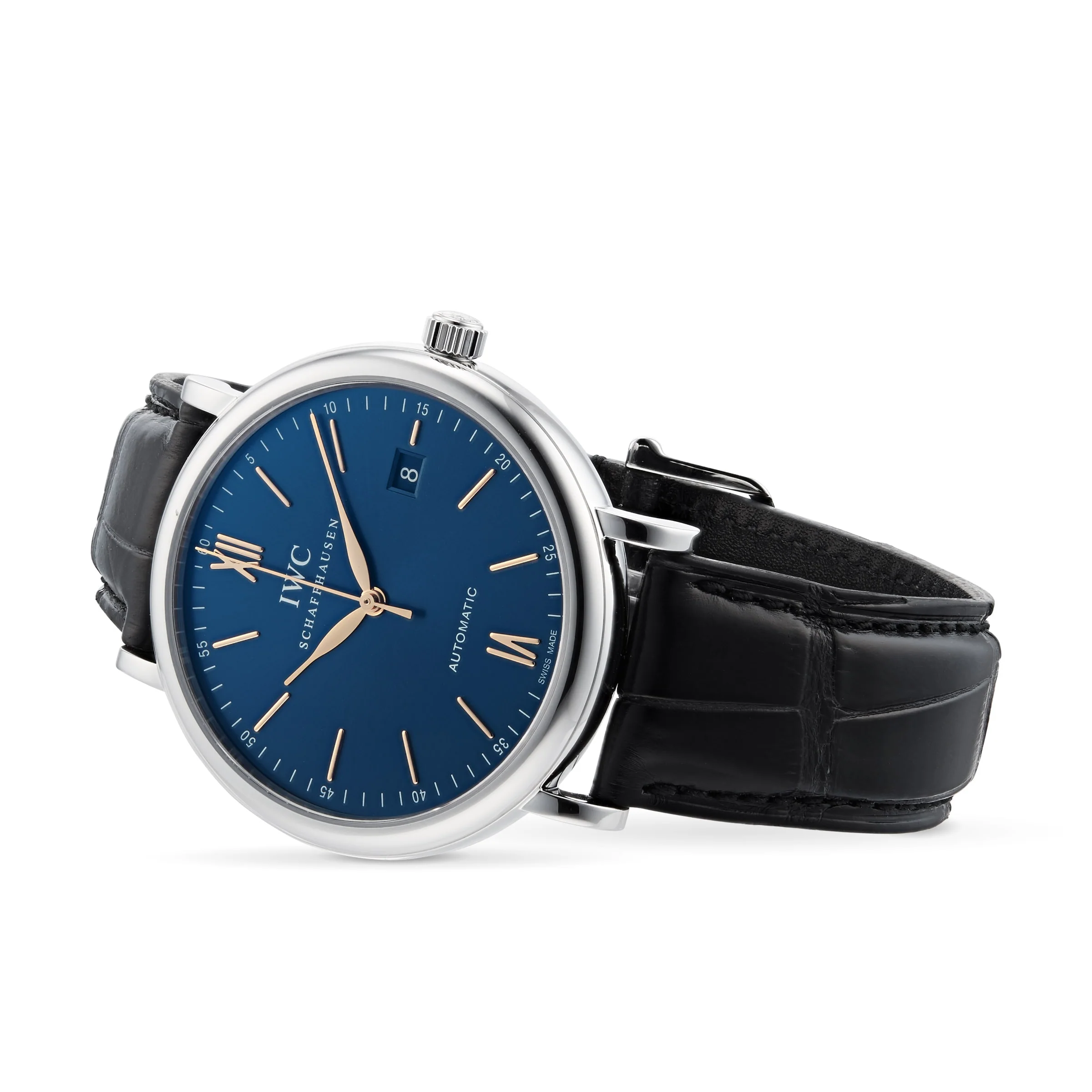 Portofino Automatic | 40mm, Steel, Alligator Leather, Blue Dial - Image 2