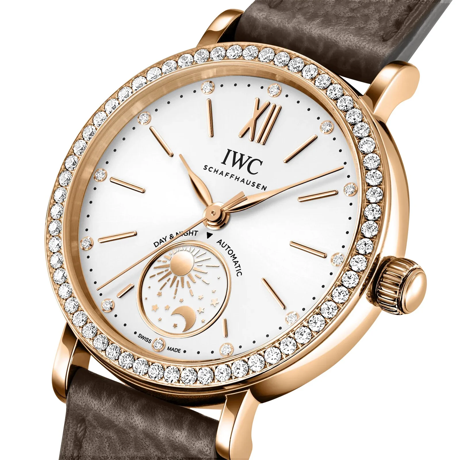 Portofino Automatic Day & Night 34 | 34mm, 18K Rose Gold, Leather, Silver Dial - Image 3