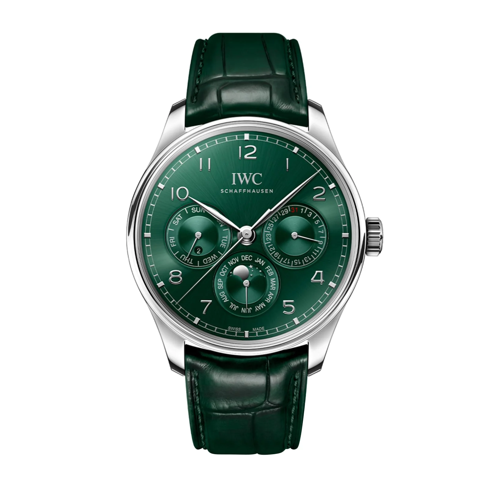 Portugieser Perpetual Calendar 42 | 42.5mm, Steel, Alligator Leather, Green Dial