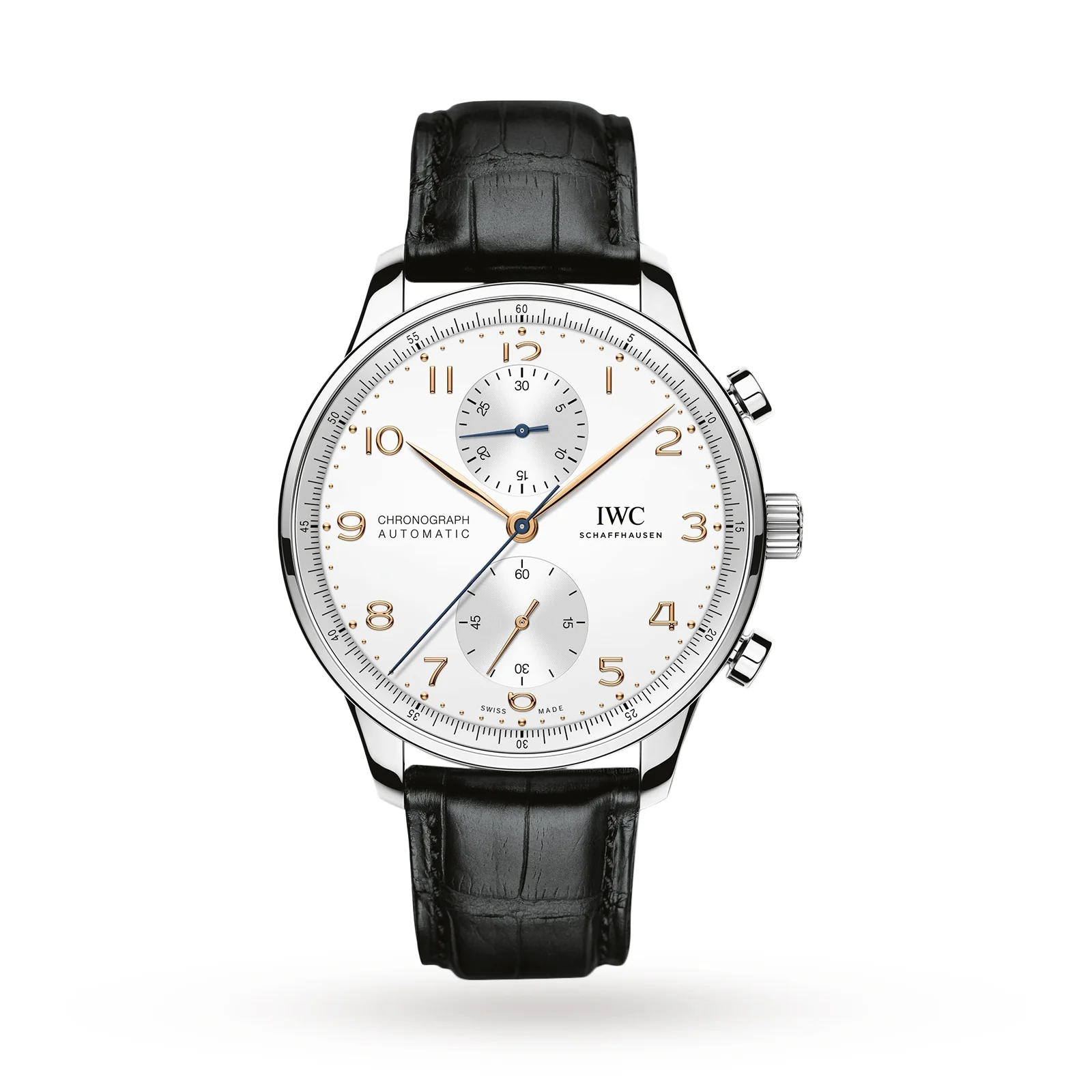 Portugieser Chronograph | 41mm, Steel, Alligator Leather, Sunbeam Silver Dial