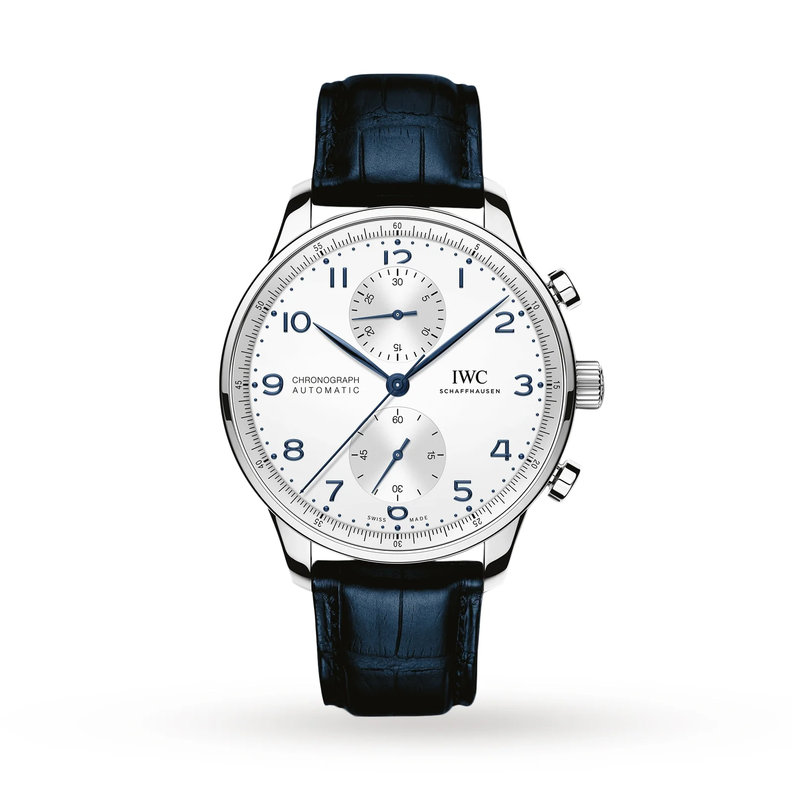 Portugieser Chronograph | 41mm, Steel, Alligator Leather, Plain Silver Dial