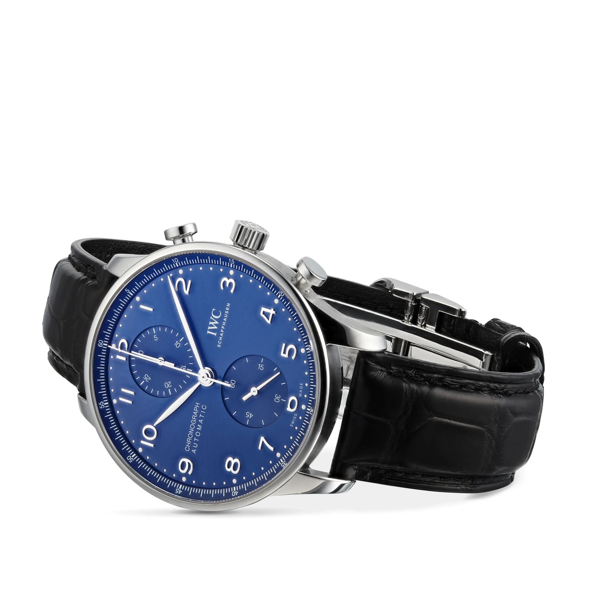 Portugieser Chronograph | 41mm, Steel, Alligator Leather, Blue Dial - Image 2