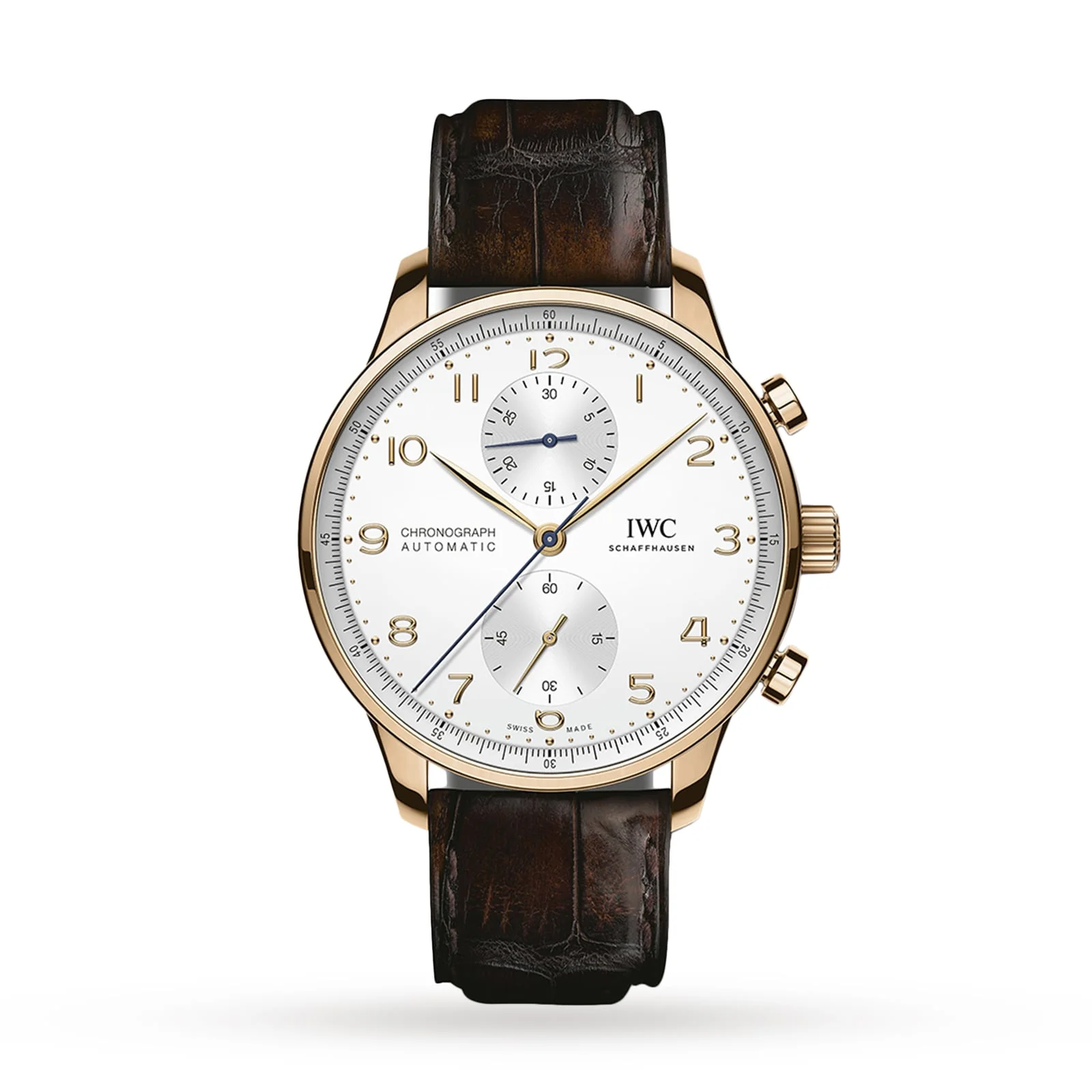 Portugieser Chronograph | 41mm, 18K Rose Gold, Alligator Leather, Silver Dial