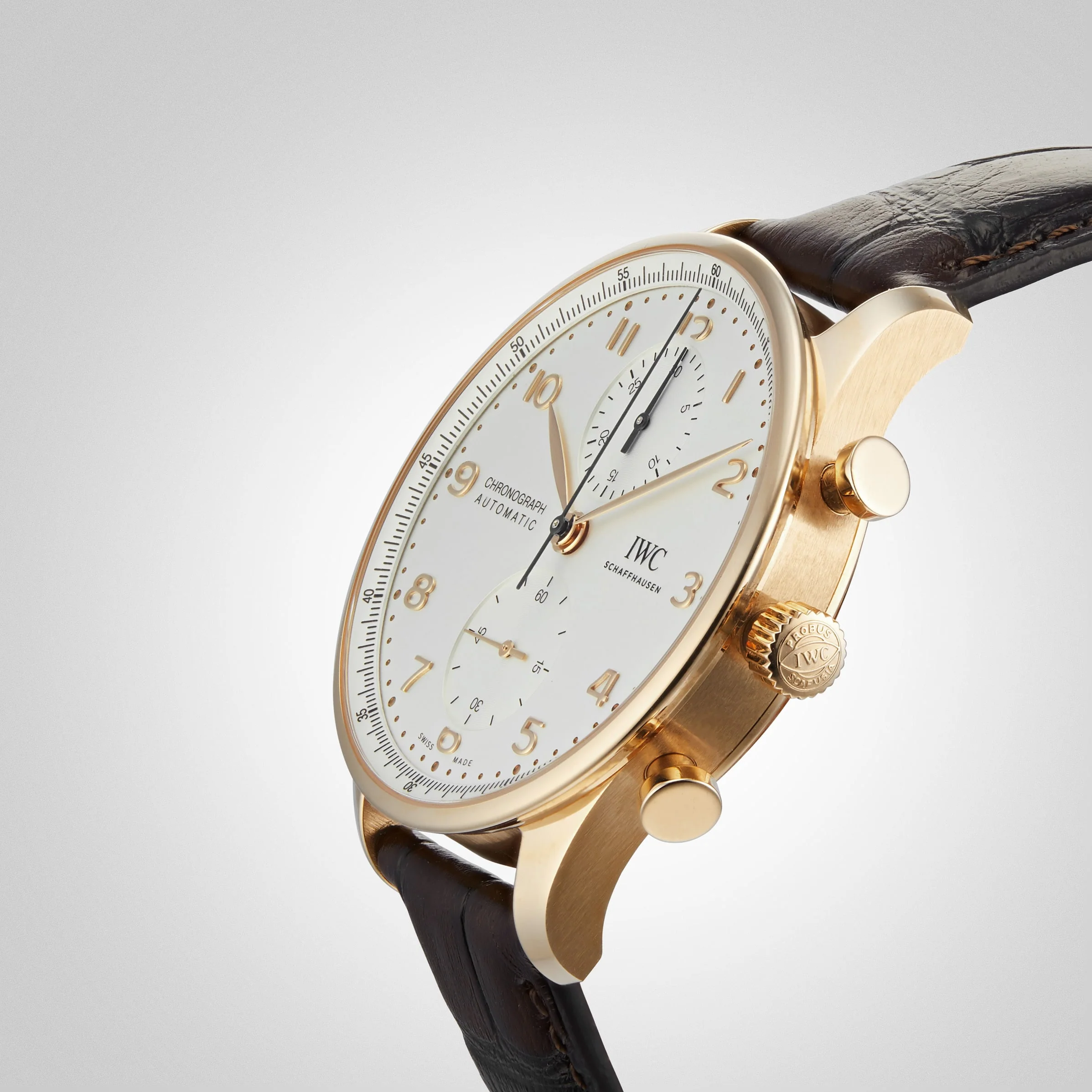 Portugieser Chronograph | 41mm, 18K Rose Gold, Alligator Leather, Silver Dial - Image 6