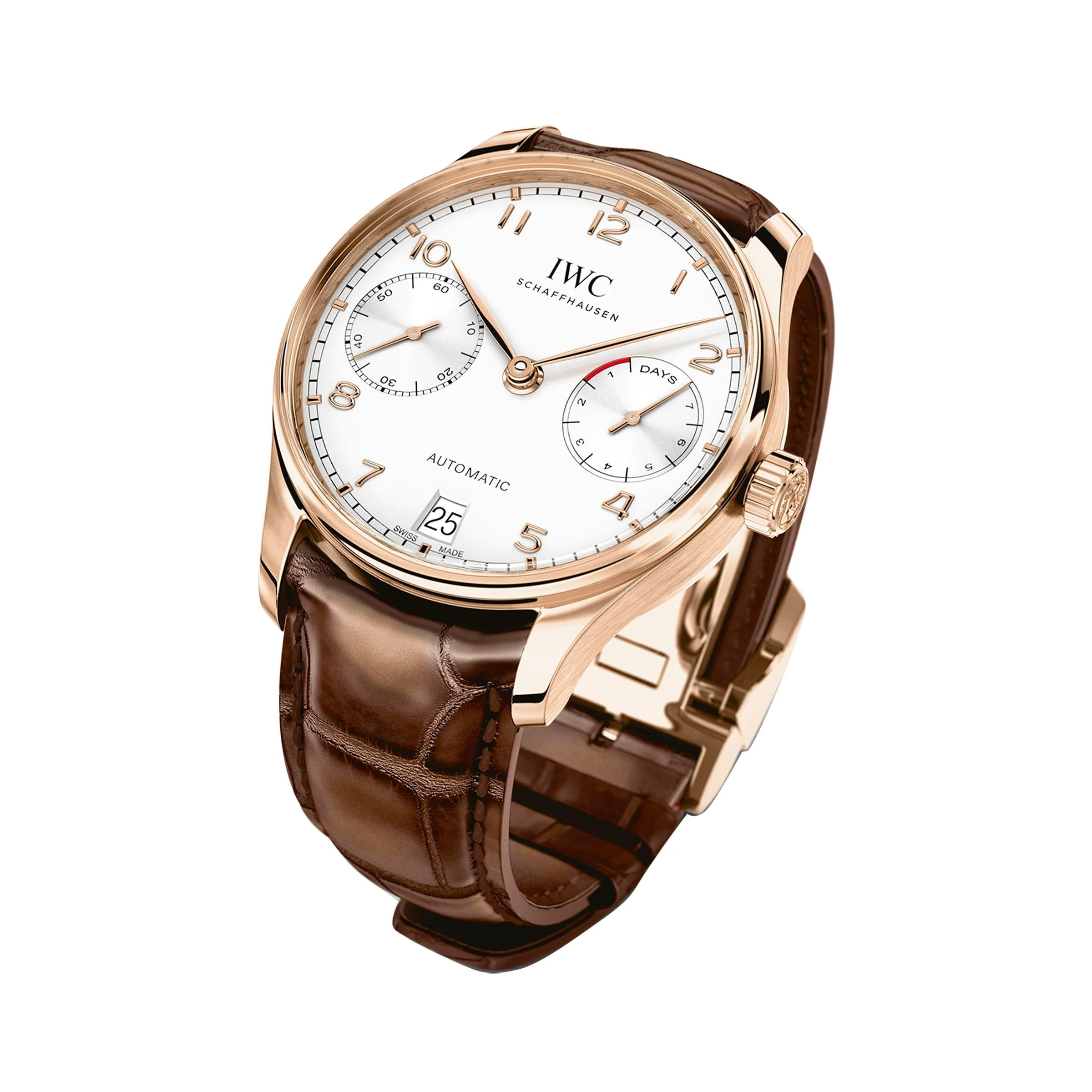 Portugieser Automatic | 42.5mm, 18K Rose Gold, Alligator Leather, White Dial - Image 3