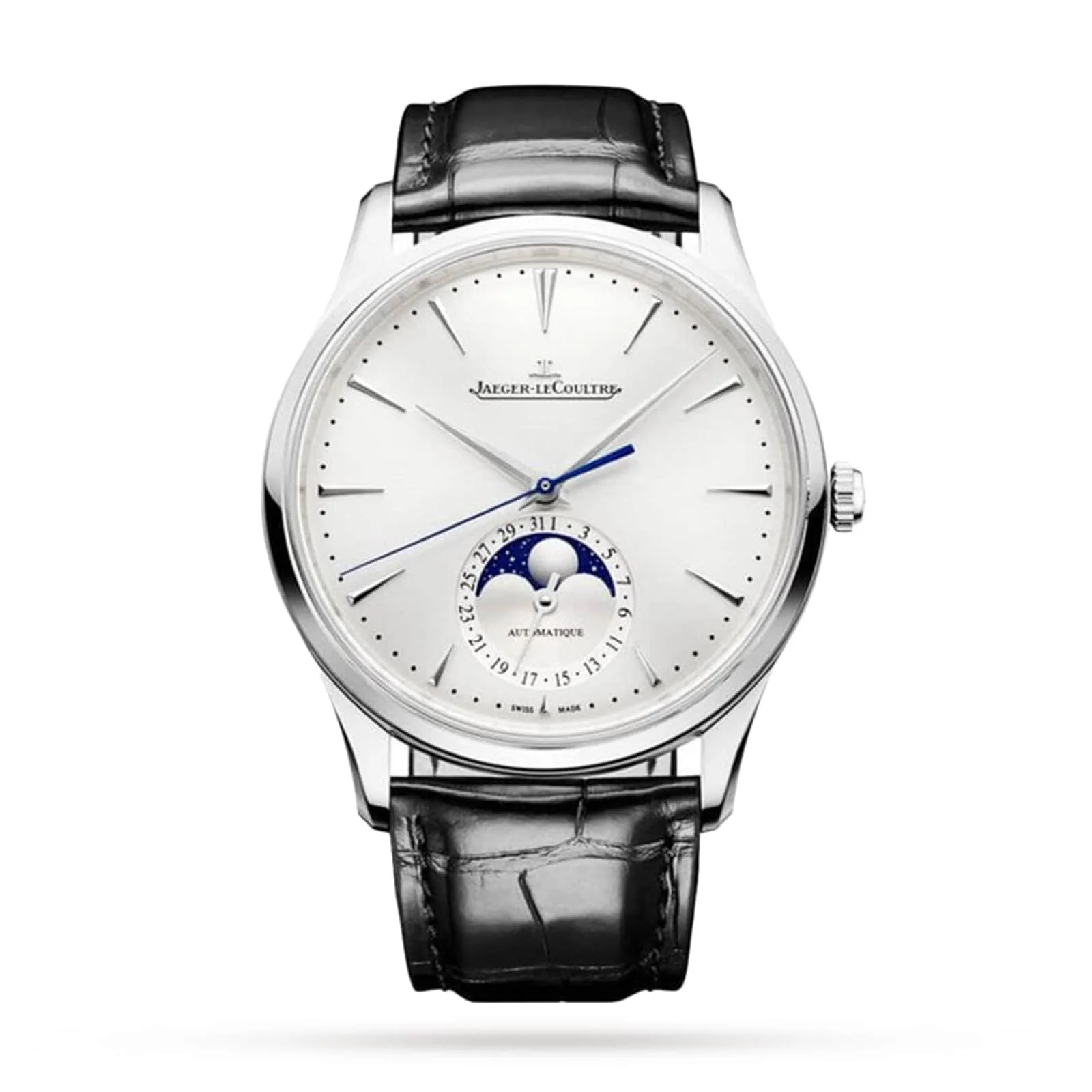 Master Ultra Thin | 39mm, Steel, Alligator Leather, Silver Dial