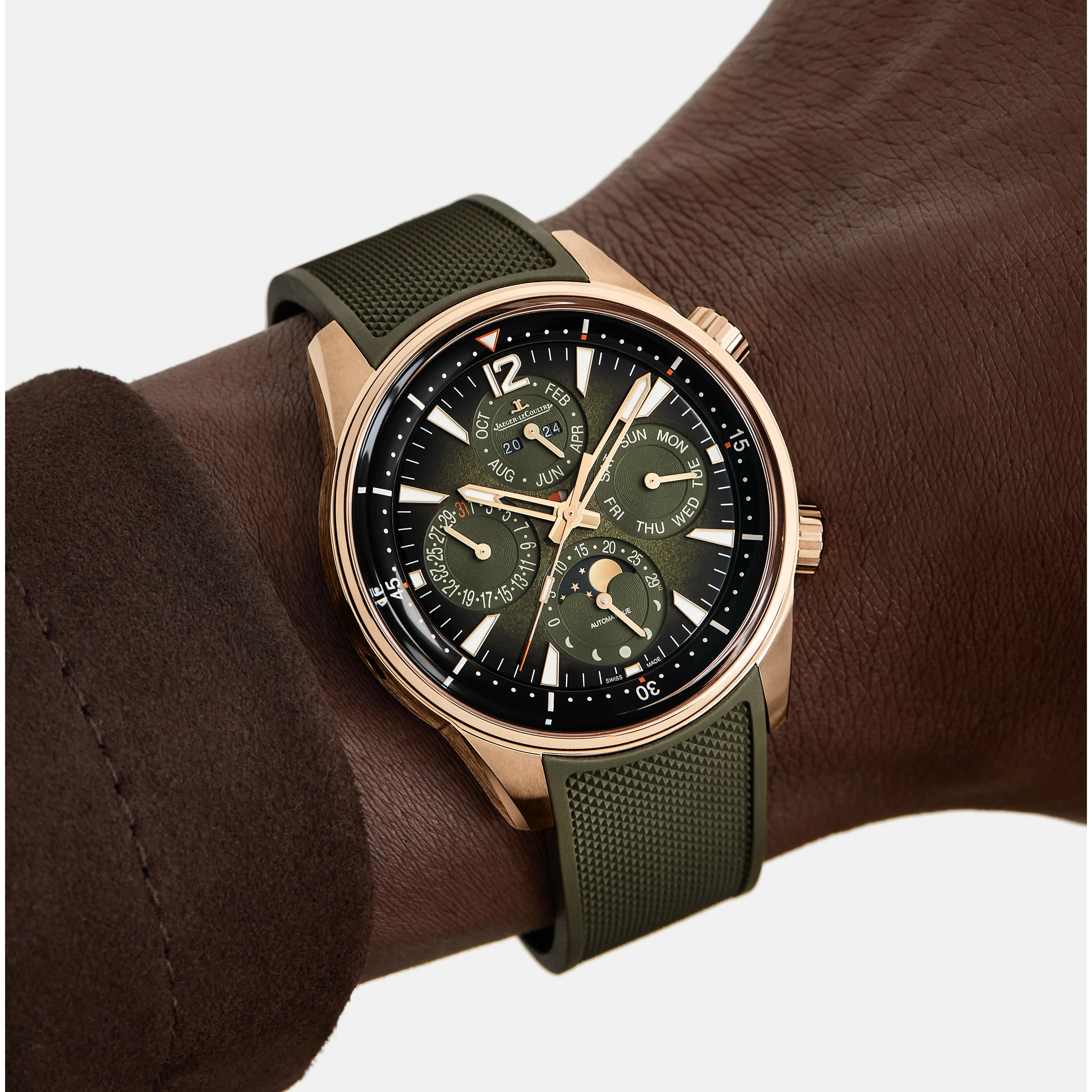 Polaris Perpetual Calendar | 42mm, 18K Rose Gold, Rubber, Green Dial - Image 3