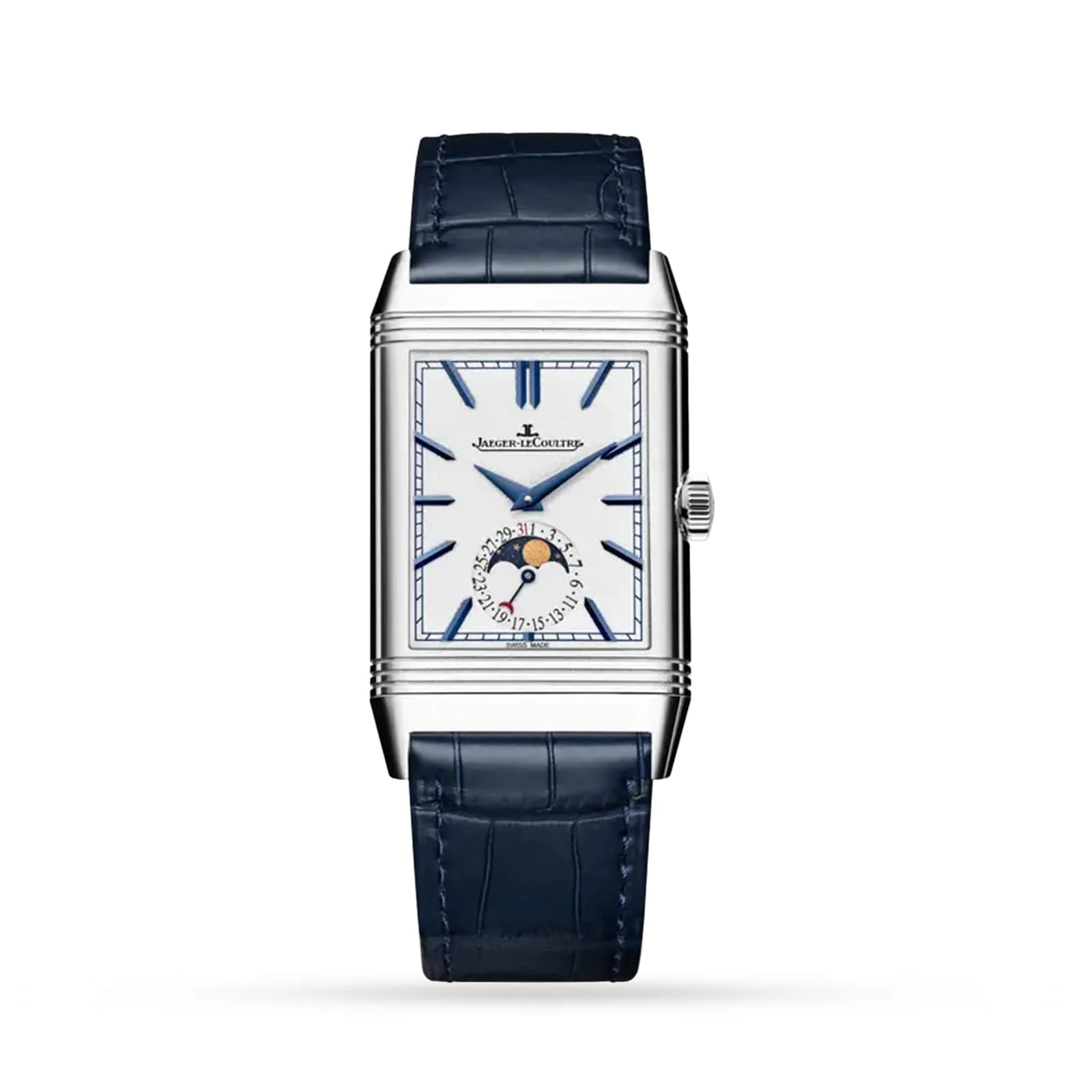 Reverso Tribute Duoface Calendar | 30mm, Steel, Leather, Silver Dial