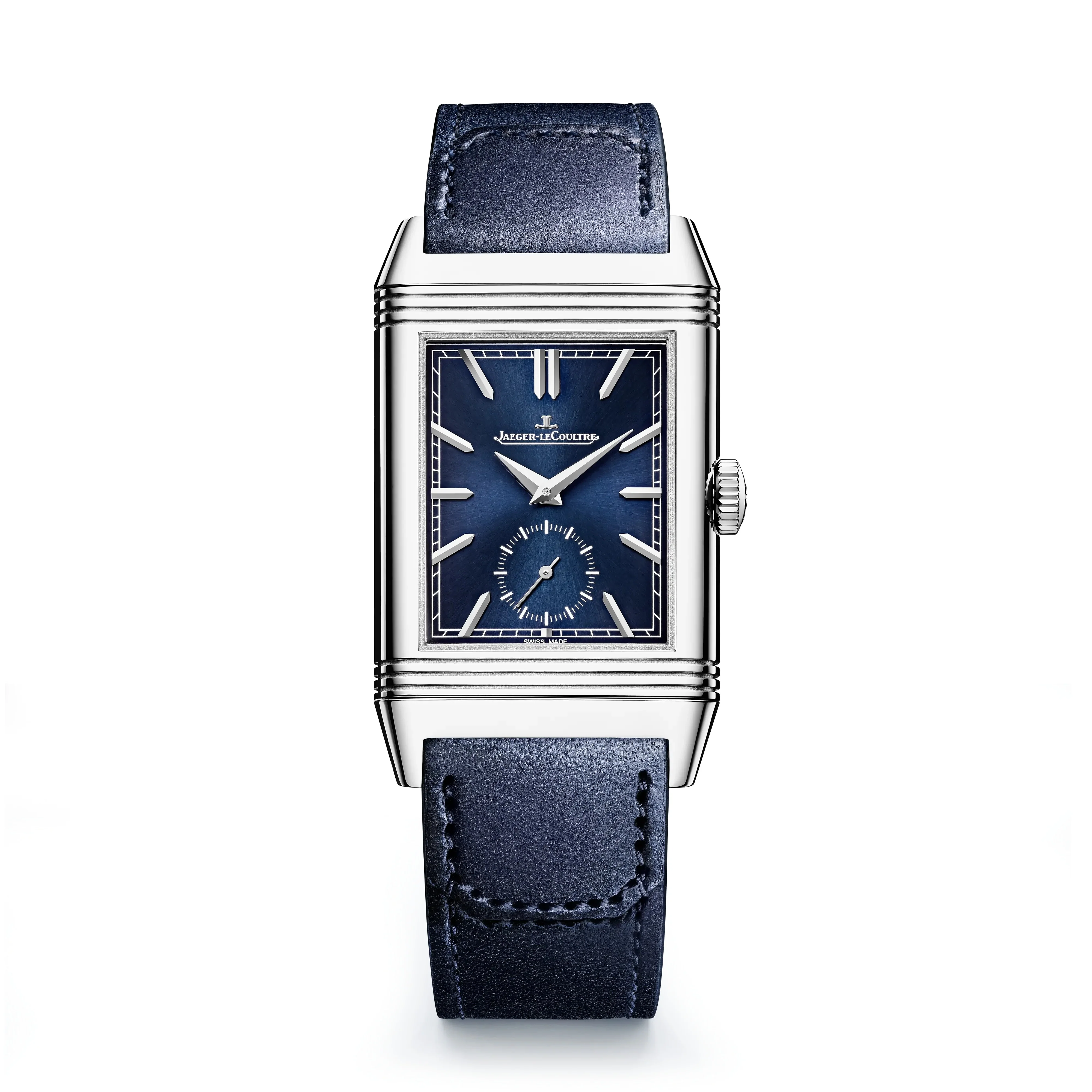 Reverso Tribute Duoface Small Seconds | 28.5mm, Steel, Leather, Silver Dial