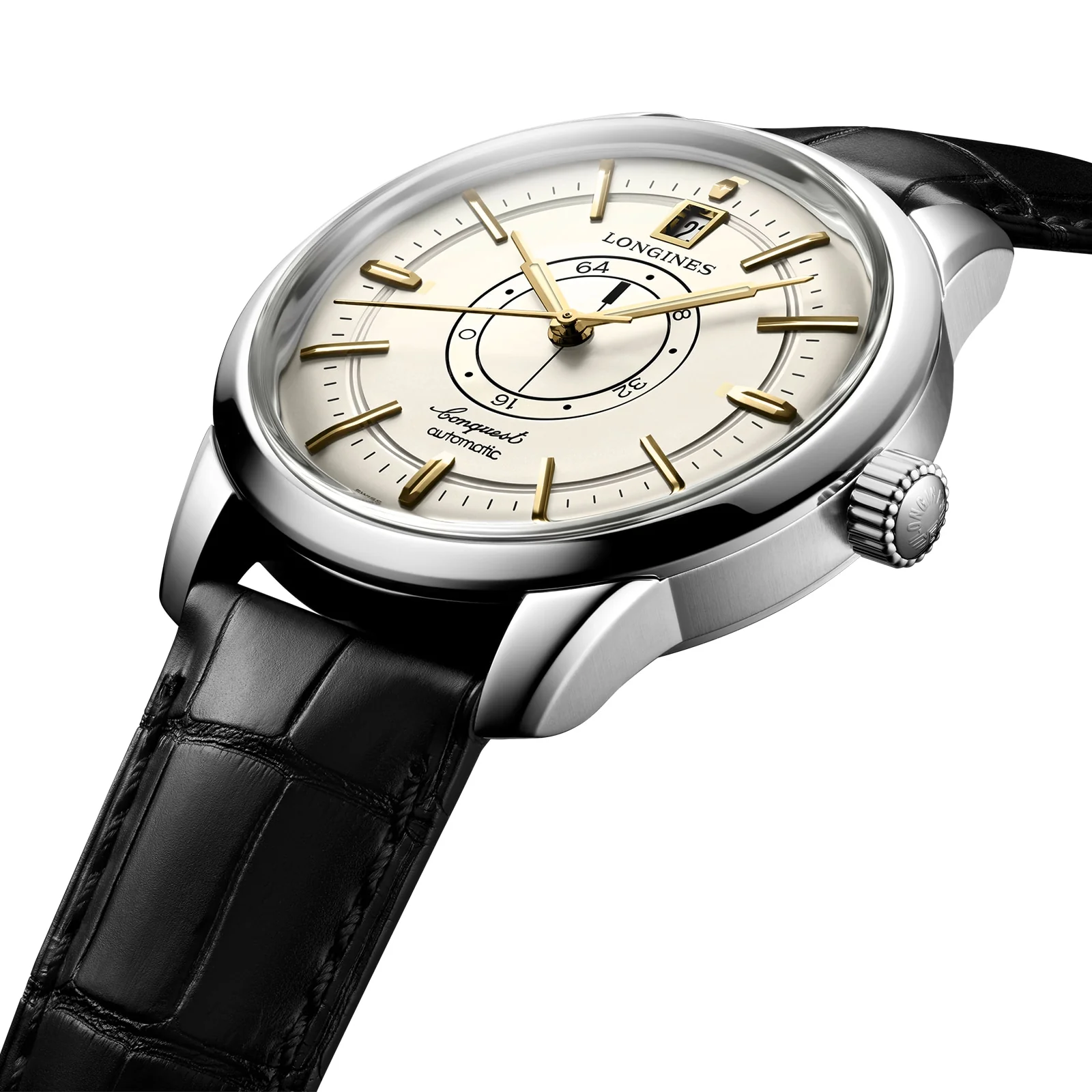 Conquest Heritage Central Power Reserve | 38mm, Steel, Alligator Leather, Cream Dial - Image 6