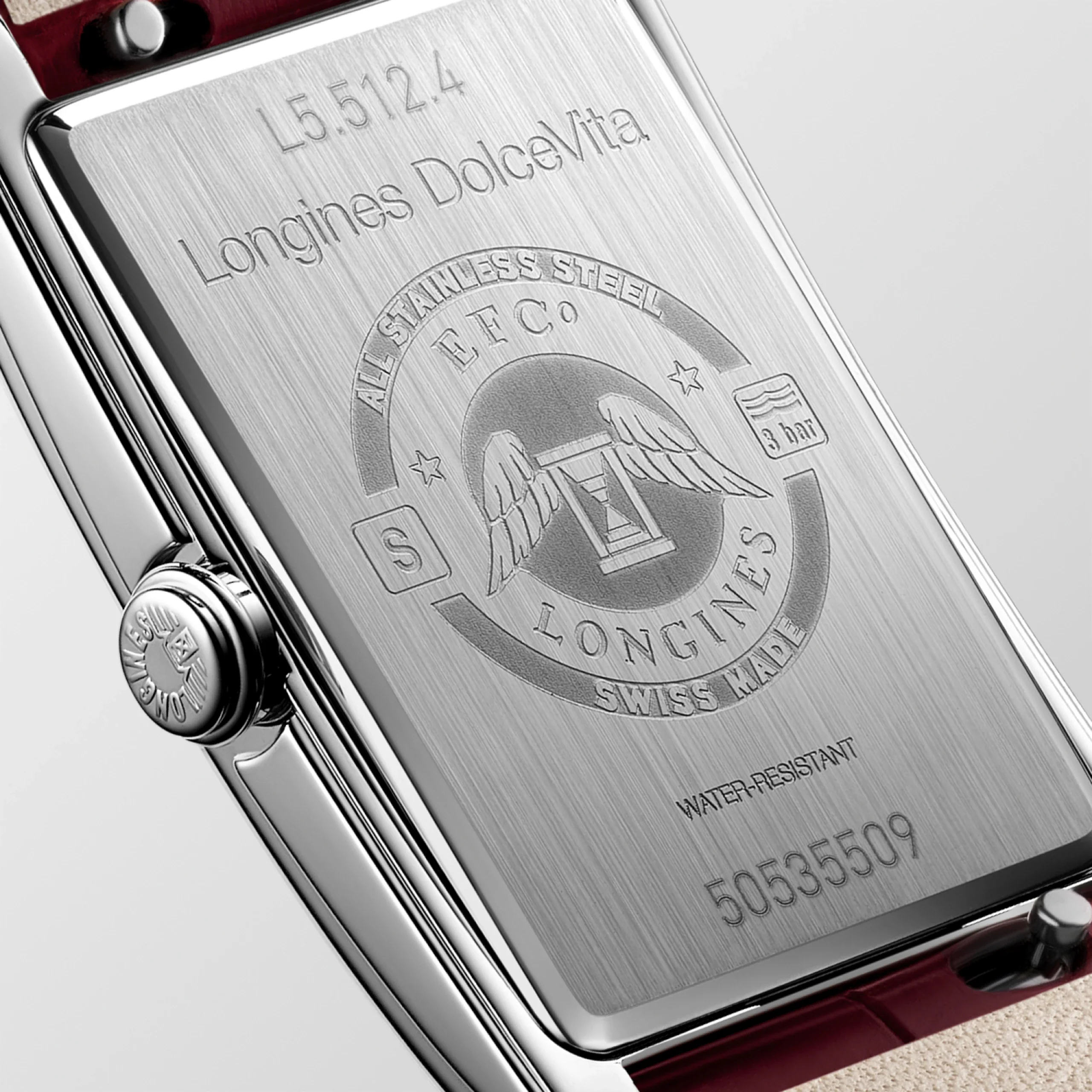 DolceVita | 37mm, Stainless Steel, Ivory Rose "flinqué" Dial, Maple Red Alligator Leather Strap, Womens Watch - Image 4
