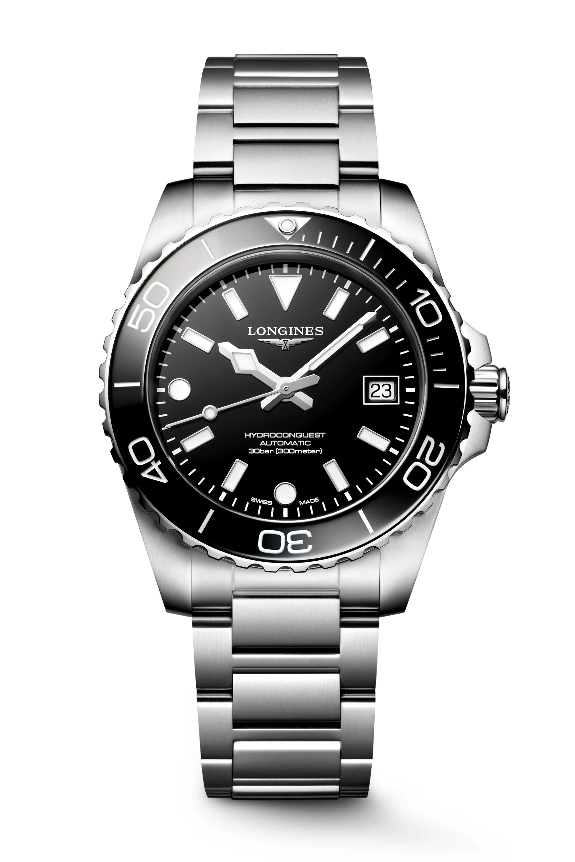 Hydroconquest 39 | 39mm, Steel, Black Bezel, Black Dial