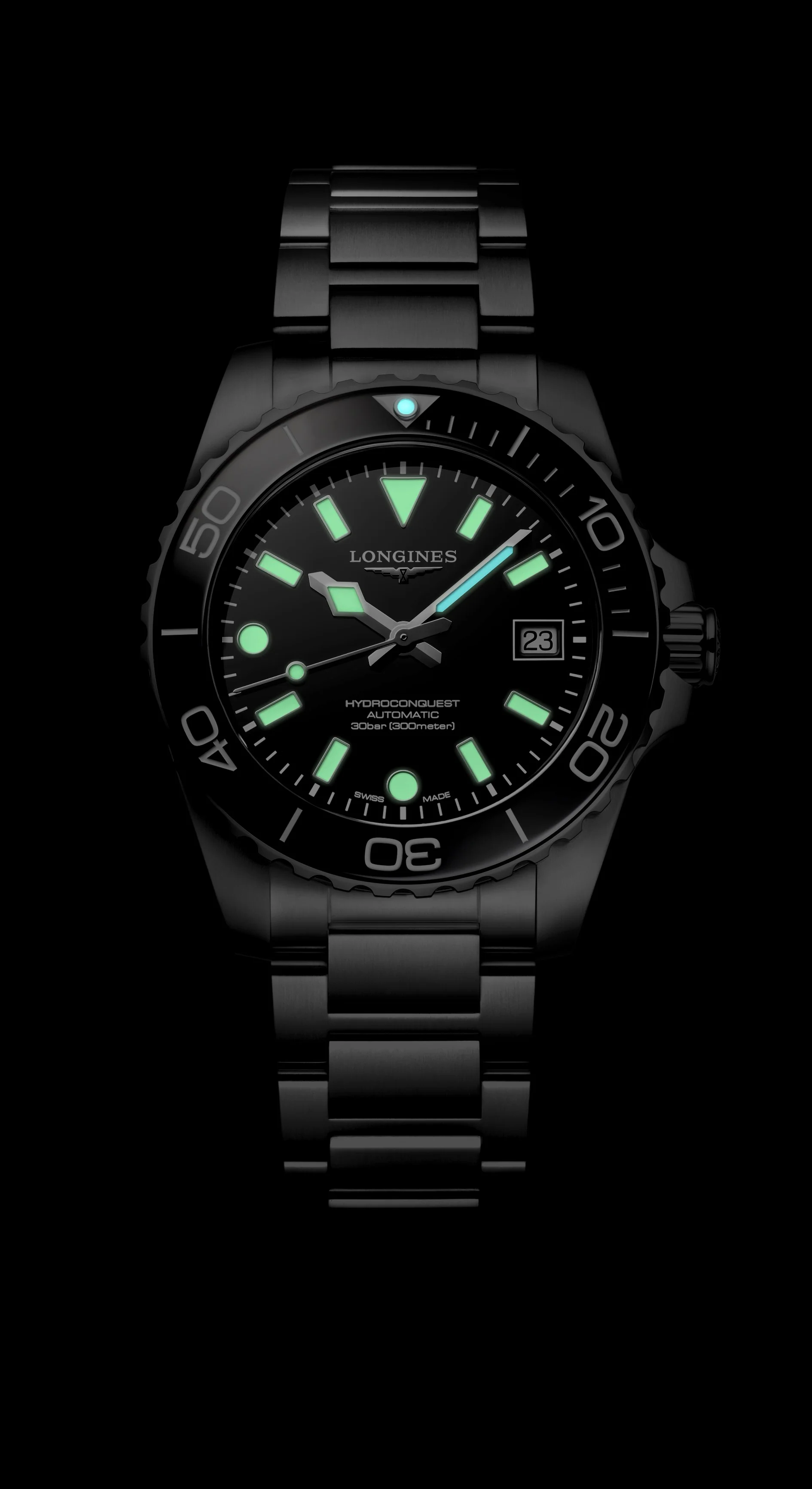 Hydroconquest 39 | 39mm, Steel, Black Bezel, Black Dial - Image 6