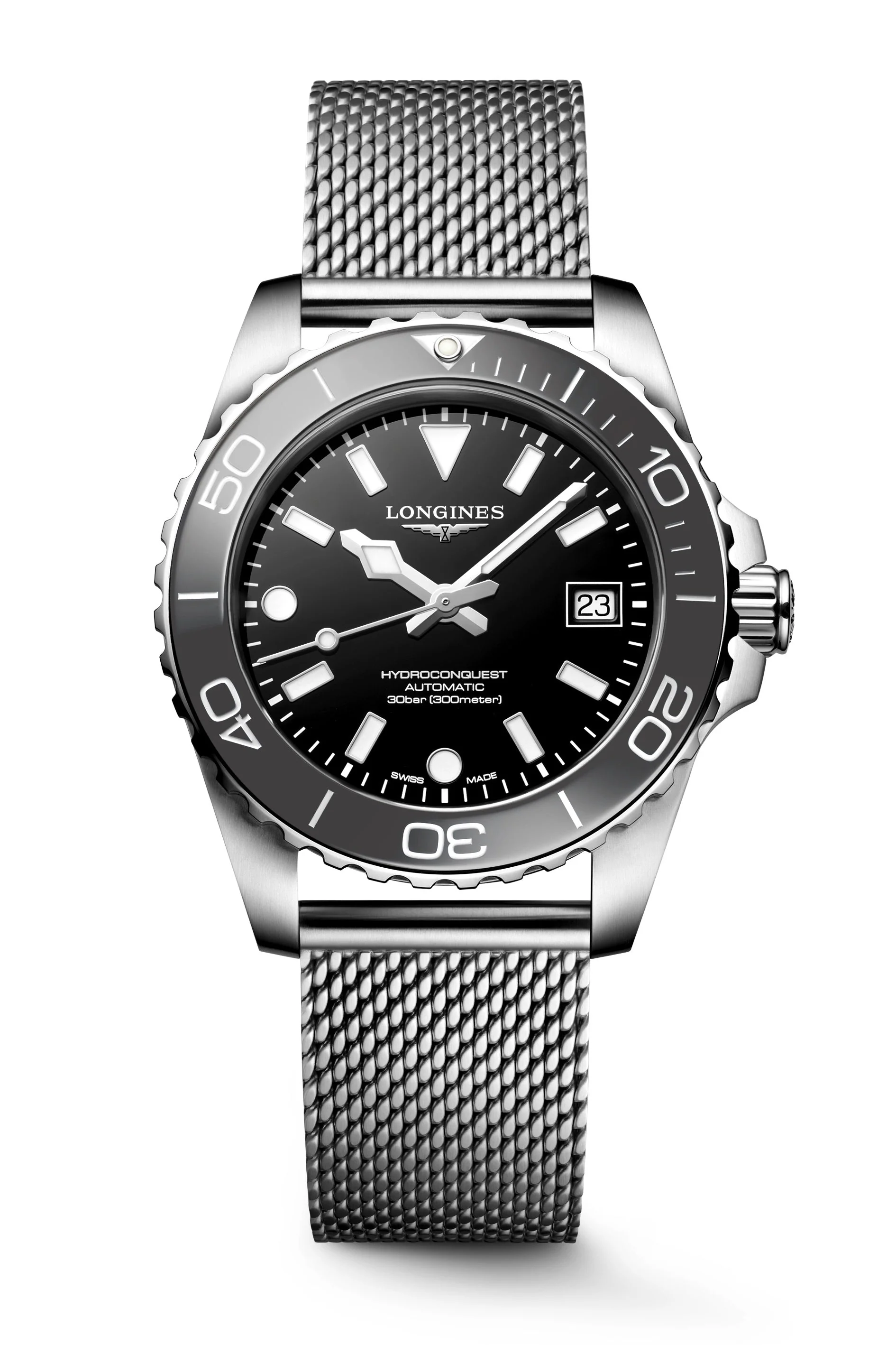 Hydroconquest 39 | 39mm, Steel, Grey Bezel, Black Dial