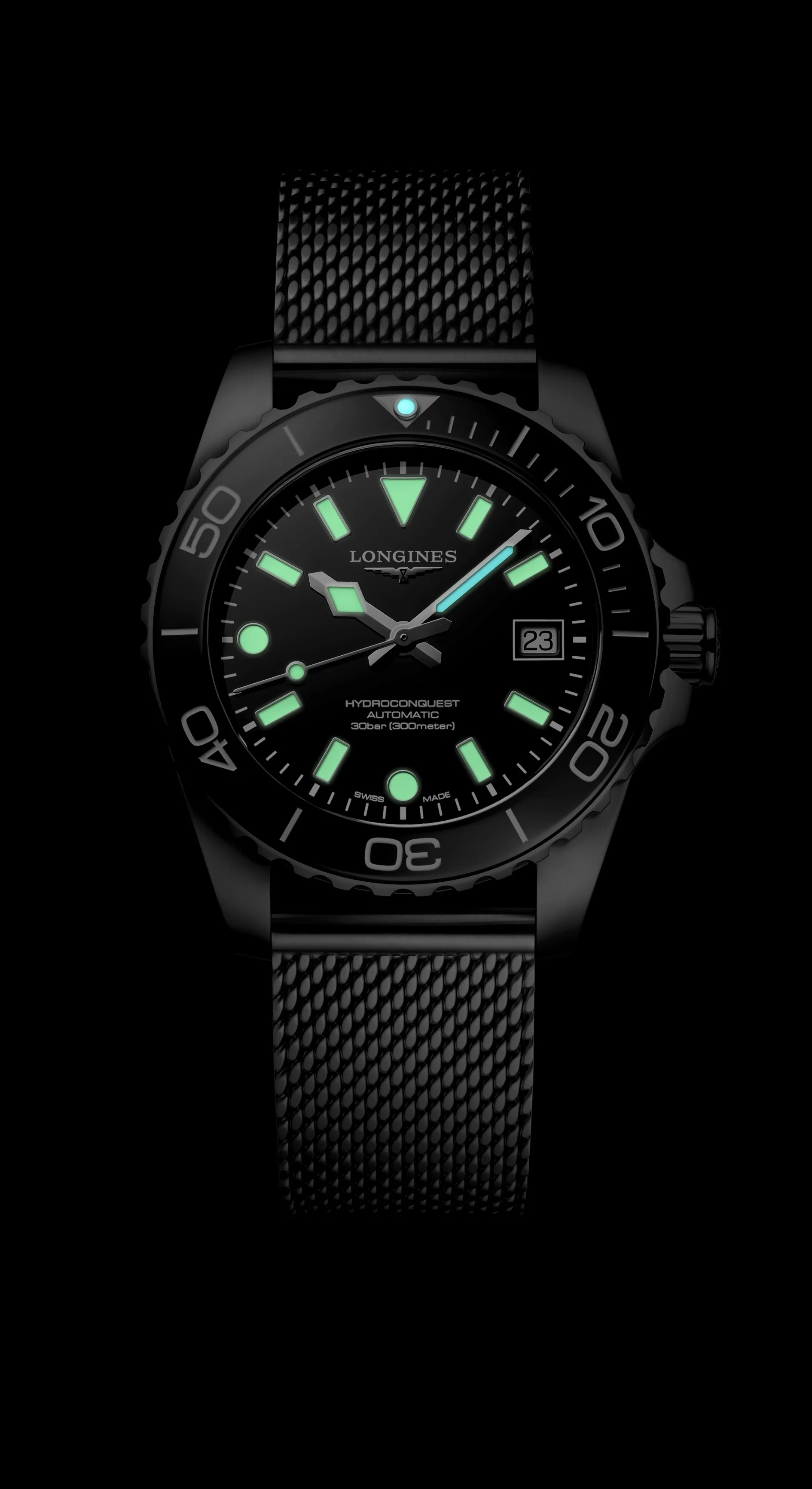 Hydroconquest 39 | 39mm, Steel, Grey Bezel, Black Dial - Image 6