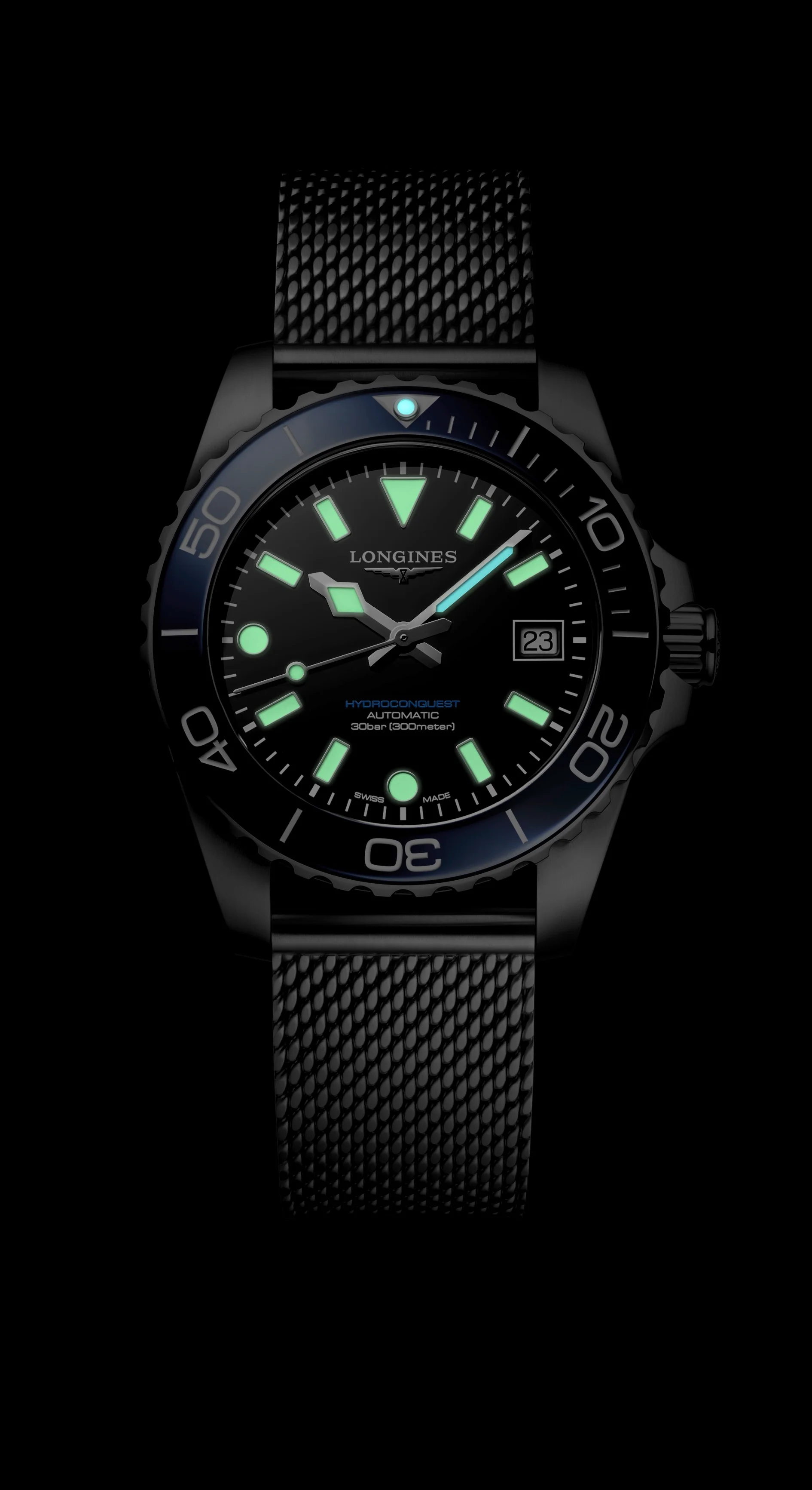 Hydroconquest 39 | 39mm, Steel, Blue Bezel, Black Dial - Image 6