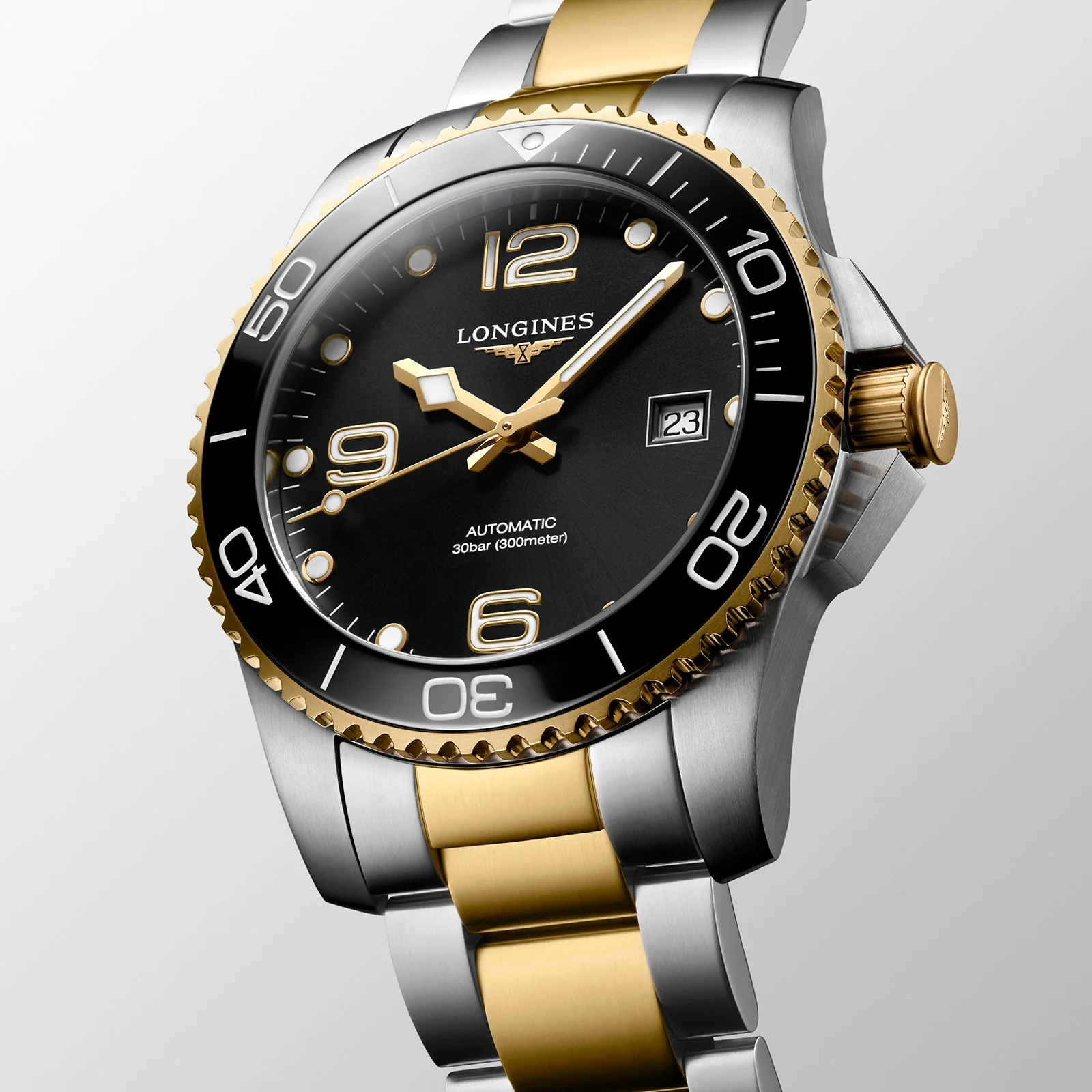 HydroConquest | 41mm, Two-Tone Steel & PVD Yellow Gold, Black Dial - Image 3