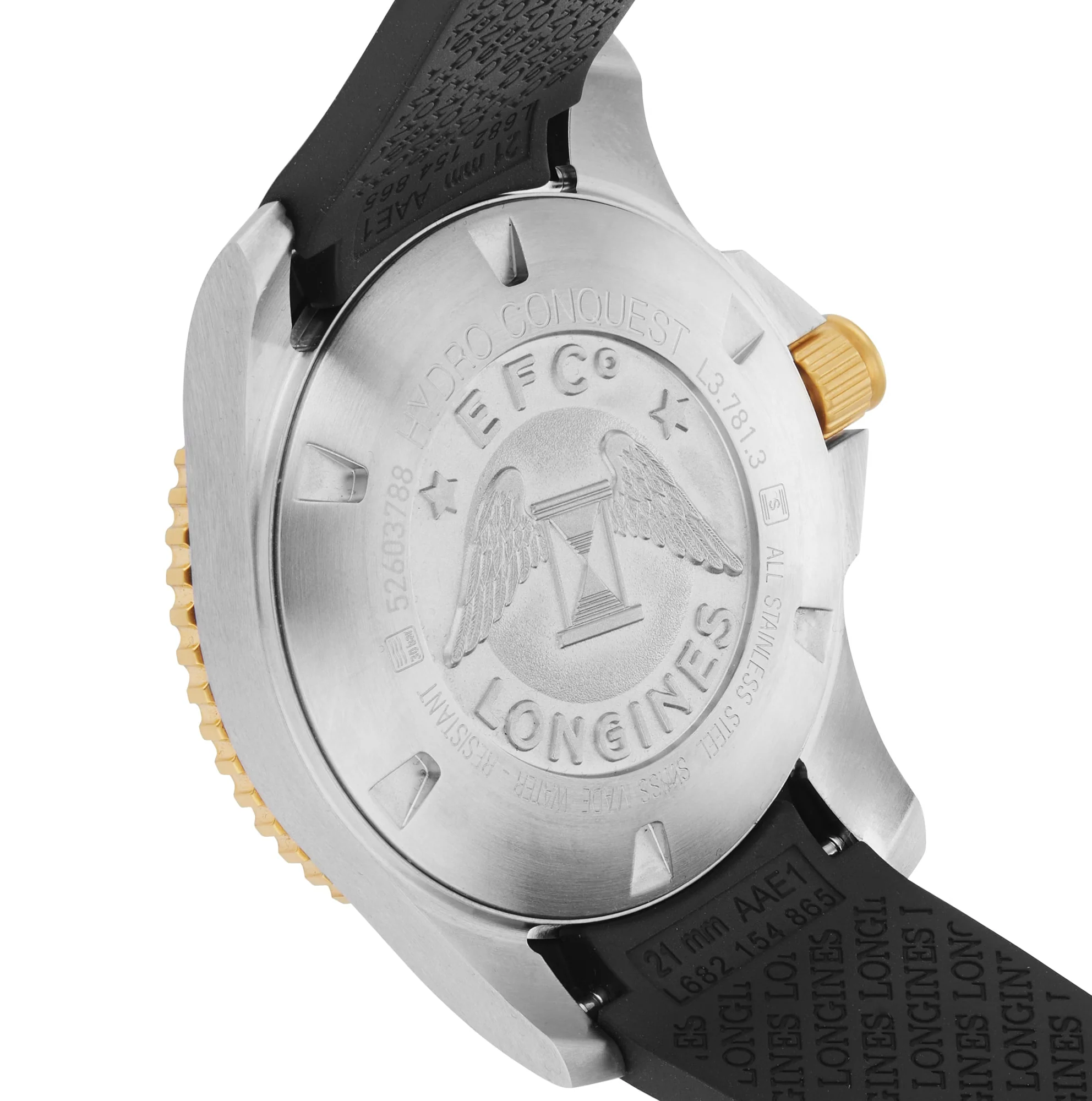 HydroConquest | 41mm, Two-Tone Steel & PVD Yellow Gold, Rubber, Black Dial - Image 3