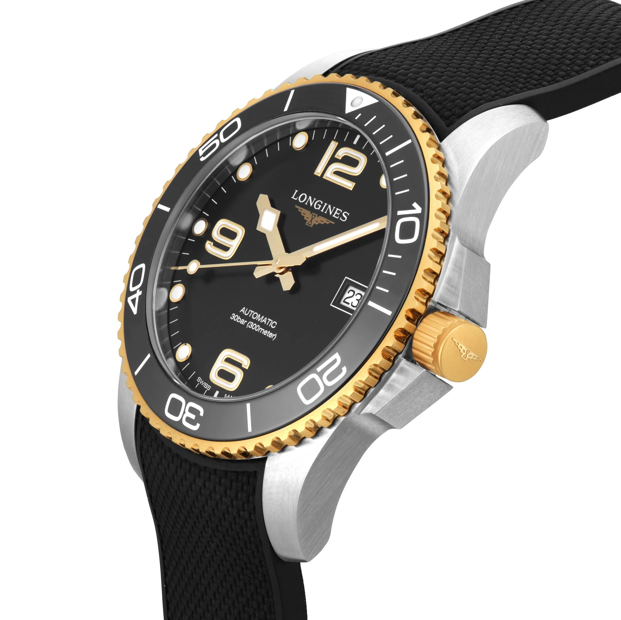 HydroConquest | 41mm, Two-Tone Steel & PVD Yellow Gold, Rubber, Black Dial - Image 5