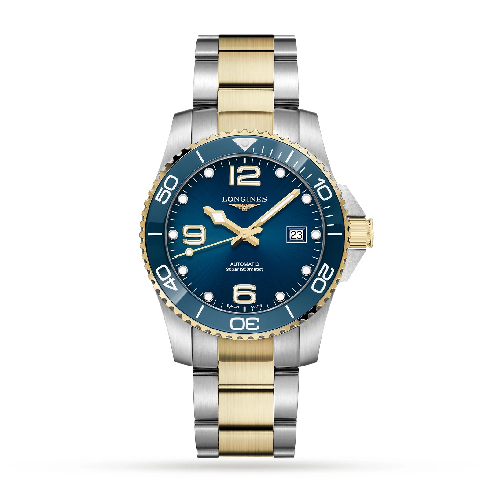 HydroConquest | 41mm, Two-Tone Steel & PVD Yellow Gold, Blue Dial