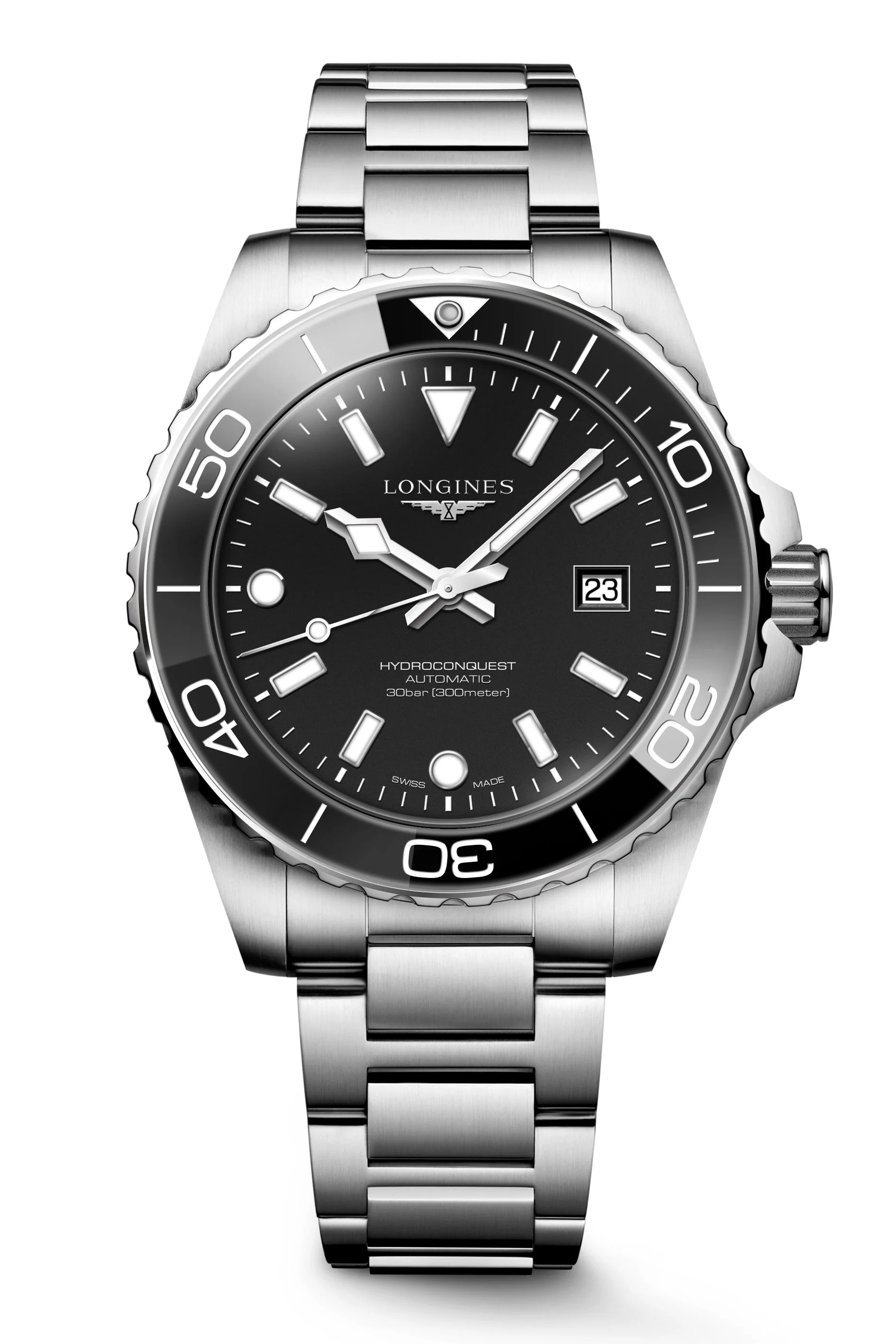 Hydroconquest 42 | 42mm, Steel, Black Bezel, Black Dial