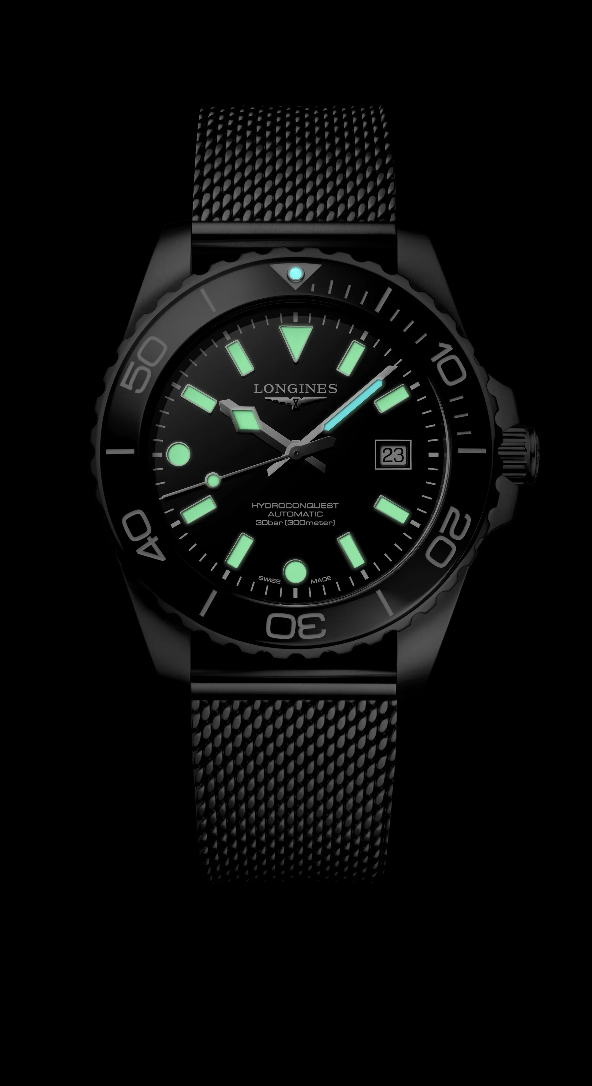 Hydroconquest 42 | 42mm, Steel, Grey Bezel, Black Dial - Image 6