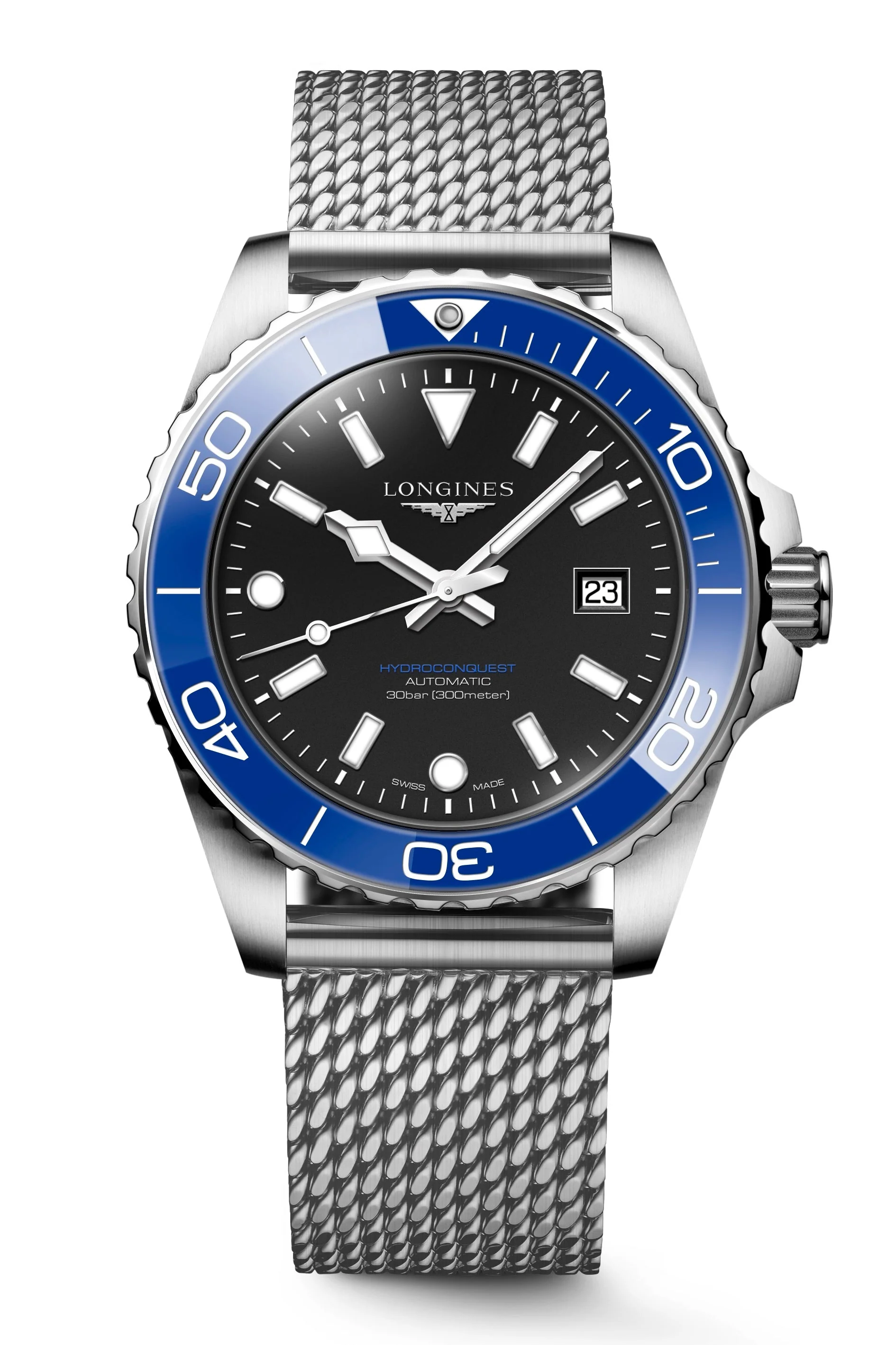 Hydroconquest 42 | 42mm, Steel, Blue Bezel, Black Dial